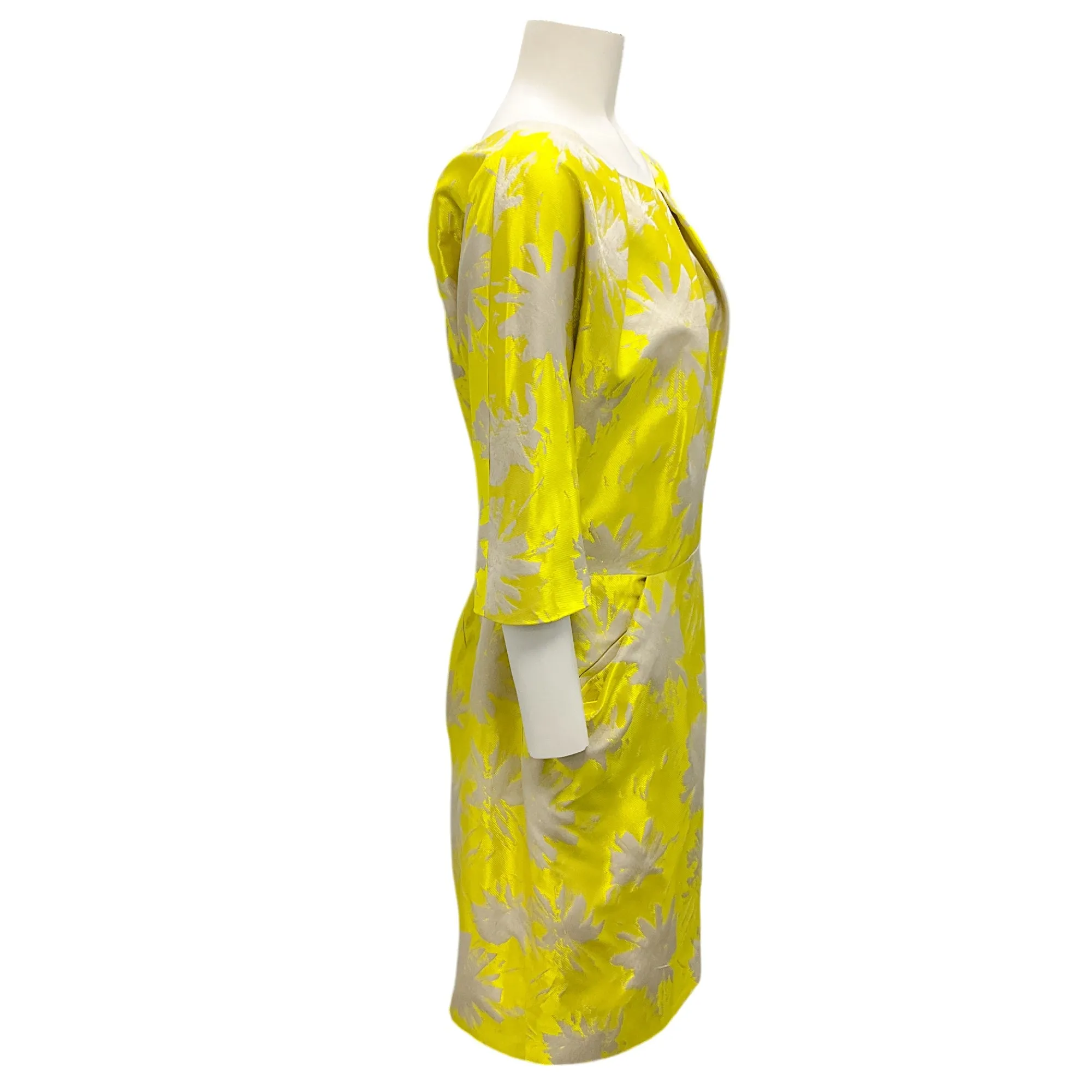 Lela Rose Citrine / Ivory Open Back Jacquard Dress