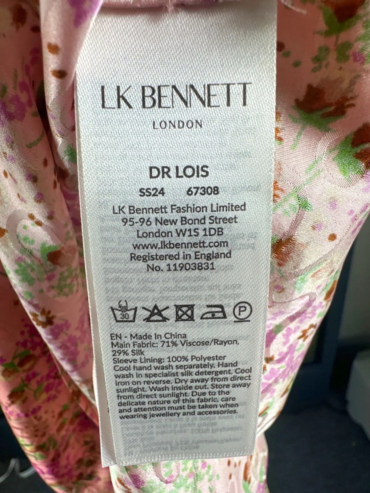 LK Bennett Pin kLois meadow-print balloon-sleeve silk-blend midi dress UK 8