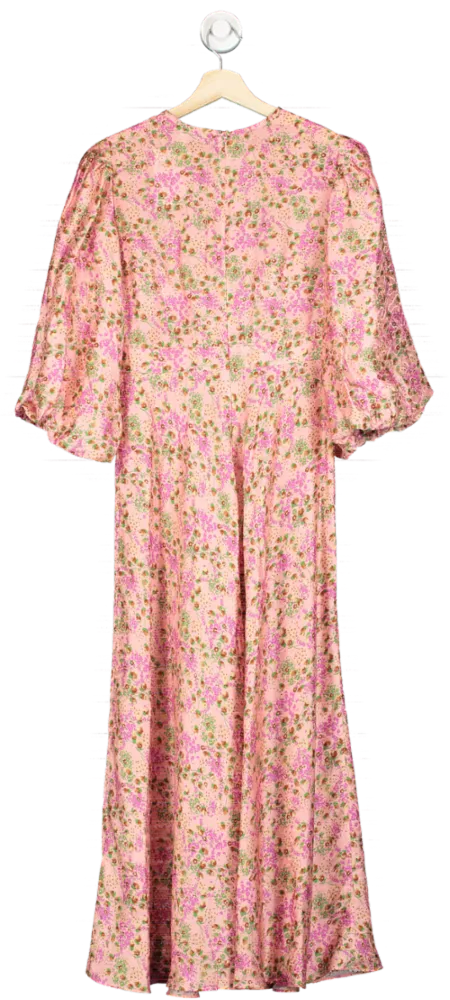 LK Bennett Pin kLois meadow-print balloon-sleeve silk-blend midi dress UK 8