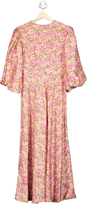LK Bennett Pin kLois meadow-print balloon-sleeve silk-blend midi dress UK 8