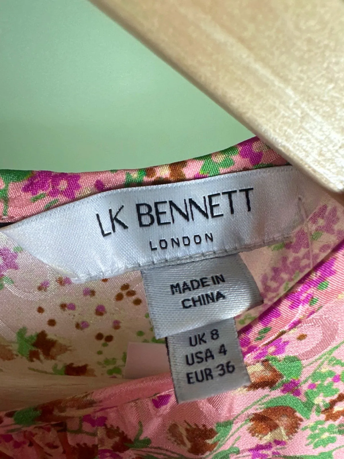 LK Bennett Pin kLois meadow-print balloon-sleeve silk-blend midi dress UK 8