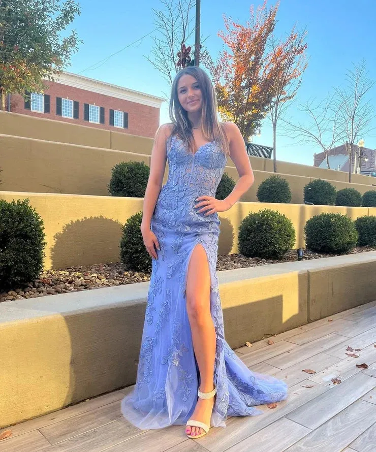 Long Corset Yellow Prom Dresses 2025 Mermaid Sweetheart with Appliques