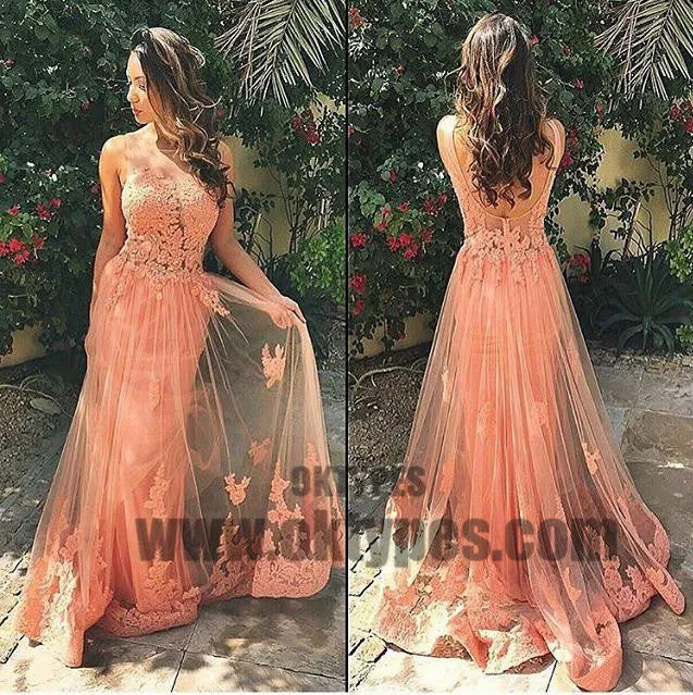 Long Mermaid Prom Dresses, Illusion Prom Dresses, Appliques Prom Dresses, Open-back Prom Dresses, TYP0235