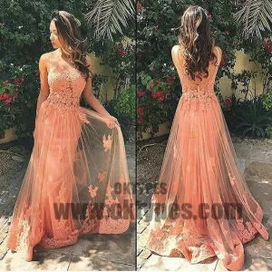Long Mermaid Prom Dresses, Illusion Prom Dresses, Appliques Prom Dresses, Open-back Prom Dresses, TYP0235