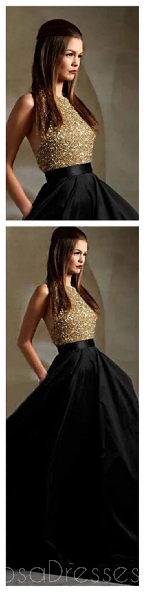 Long Prom Dresses, Black Prom Dresses, Party Prom Dresses, Ball Gown, A-Line Prom Dresses, Sparkle Prom Dresses, 2016 Prom Dresses, PD0023