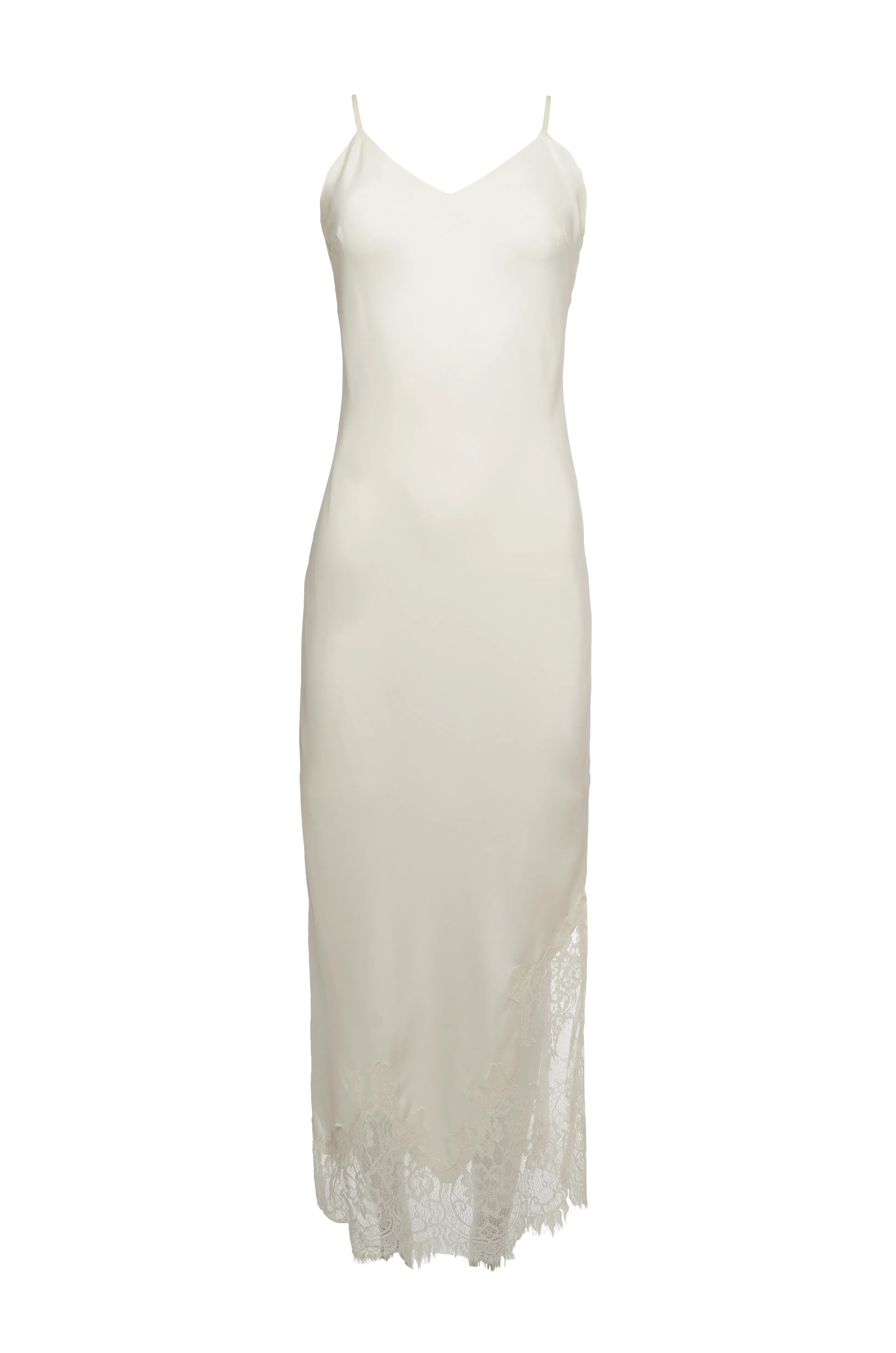 Long Silk Lace Slip Dress Dove