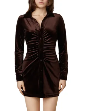 Long Sleeve Velvet cinched Mini Dress