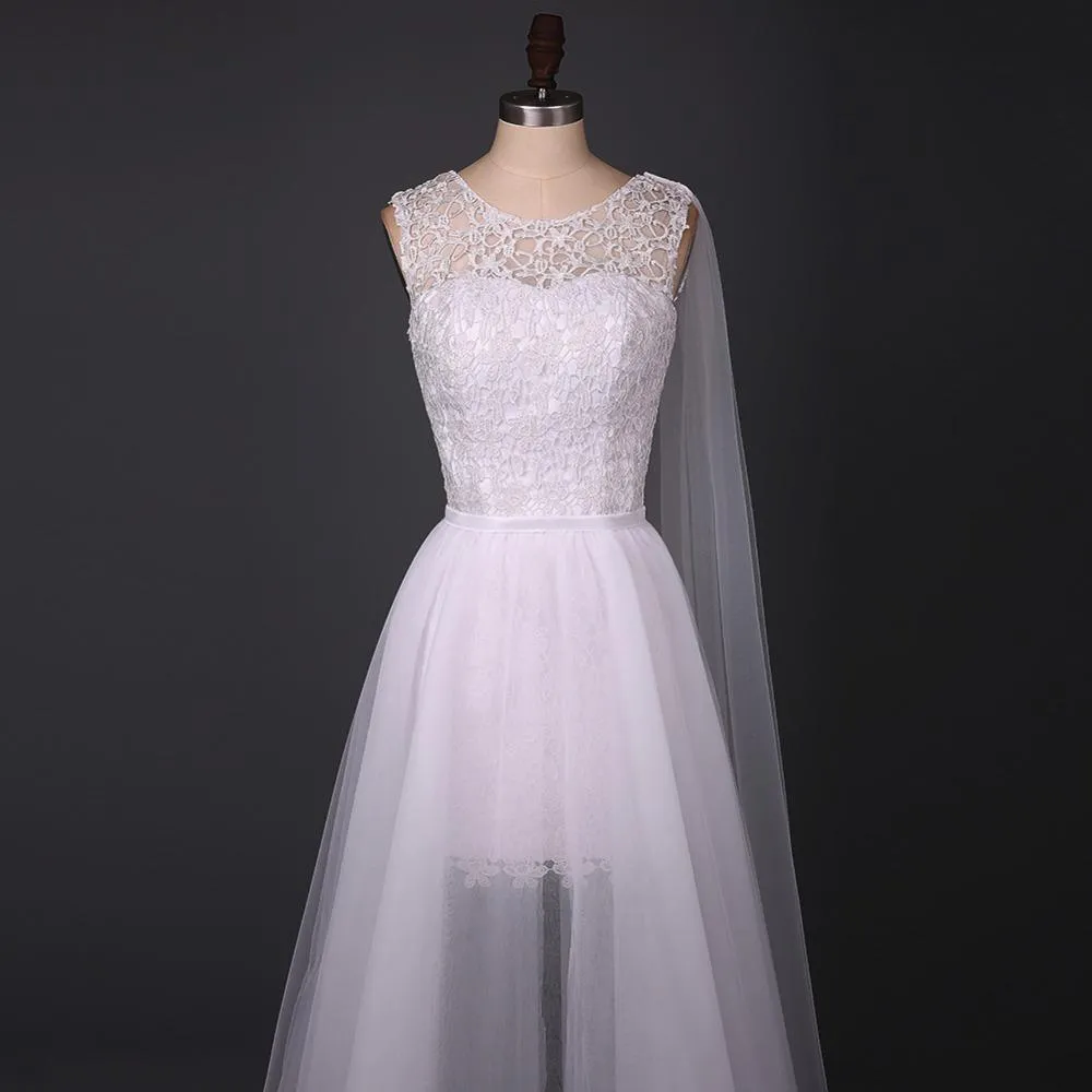 Long Wedding Dress, Tulle Wedding Dress, A-Line Bridal Dress, See Through Wedding Dress, Beach Wedding Dress, Sleeveless Wedding Dress, Lace Wedding Dress, LB0442