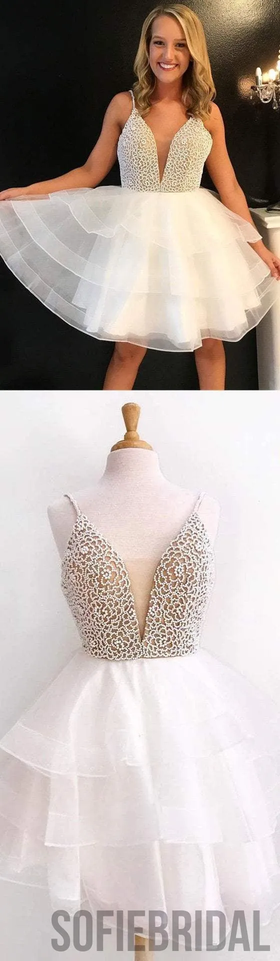 Lovely Beaded Tulle Homecoming Dresses, Cheap Homecoming Dresses, Homecoming Dresses, SF0113