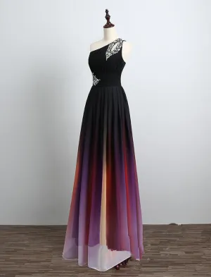 Lovely Gradient Beaded Long Party Dress, Long Chiffon Prom Dress