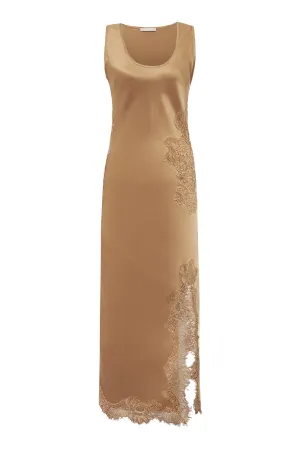 Luna Sleeveless Long Bias Dress - Dune Sand