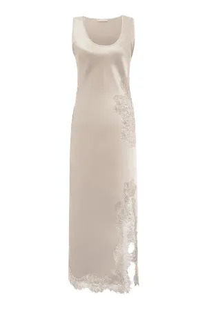 Luna Sleeveless Long Bias Dress - Pearl
