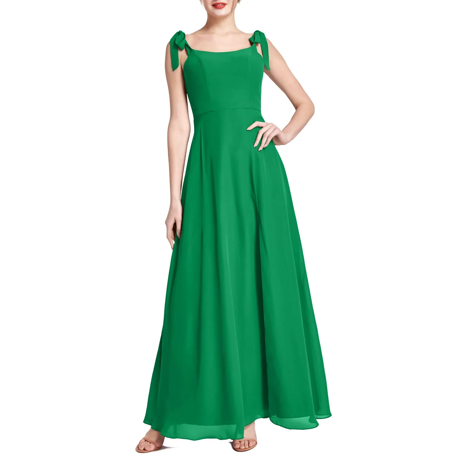MACloth Women Chiffon aline Long Lovely Wedding Party Bridesmaid Dresses