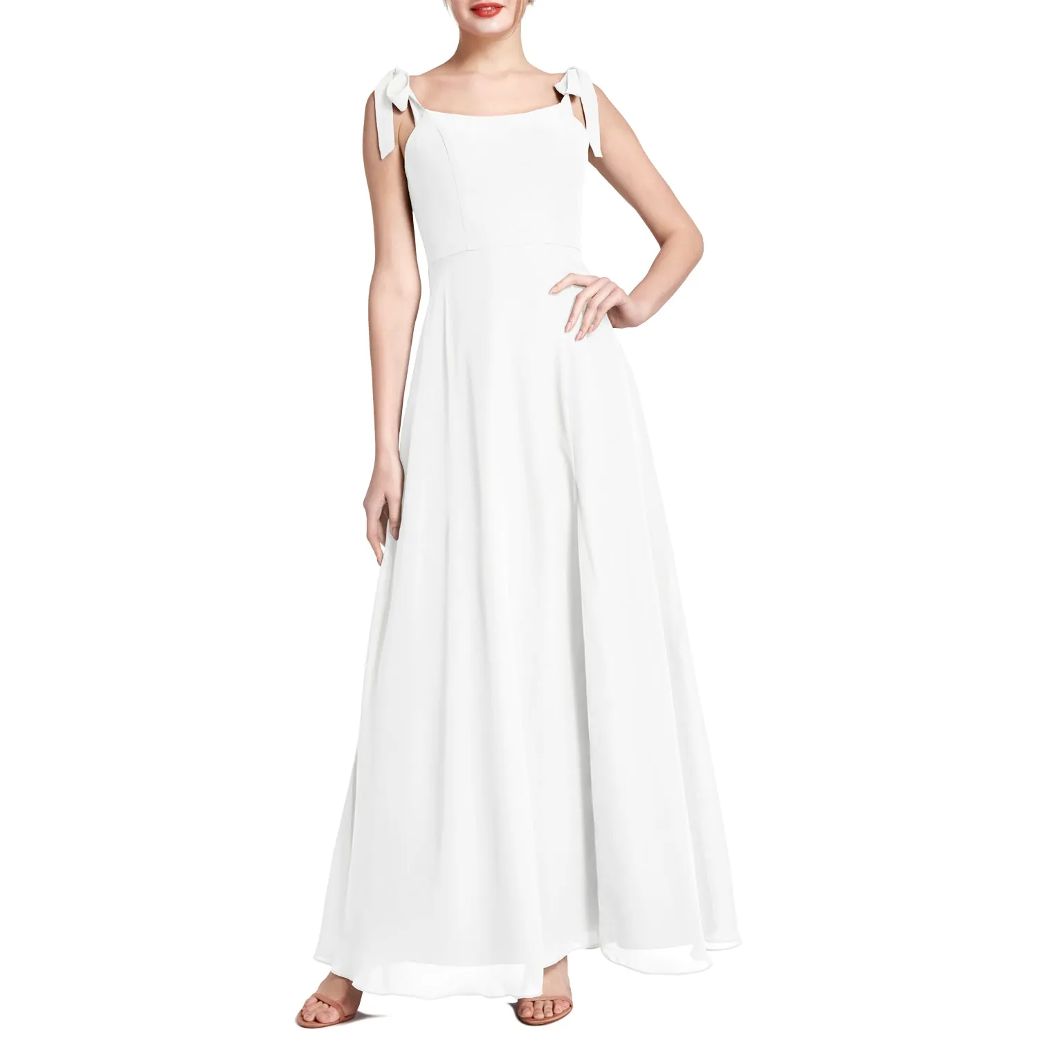 MACloth Women Chiffon aline Long Lovely Wedding Party Bridesmaid Dresses