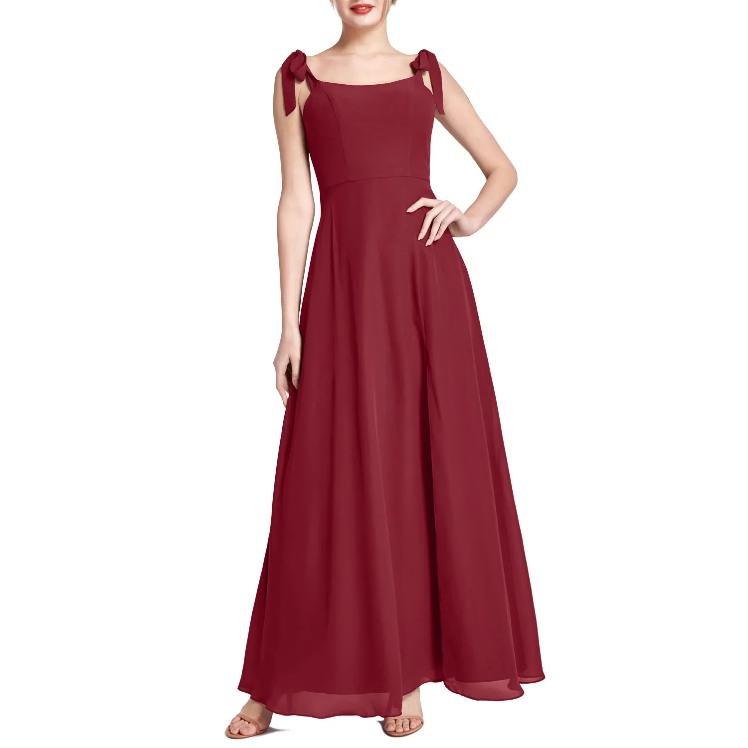 MACloth Women Chiffon aline Long Lovely Wedding Party Bridesmaid Dresses