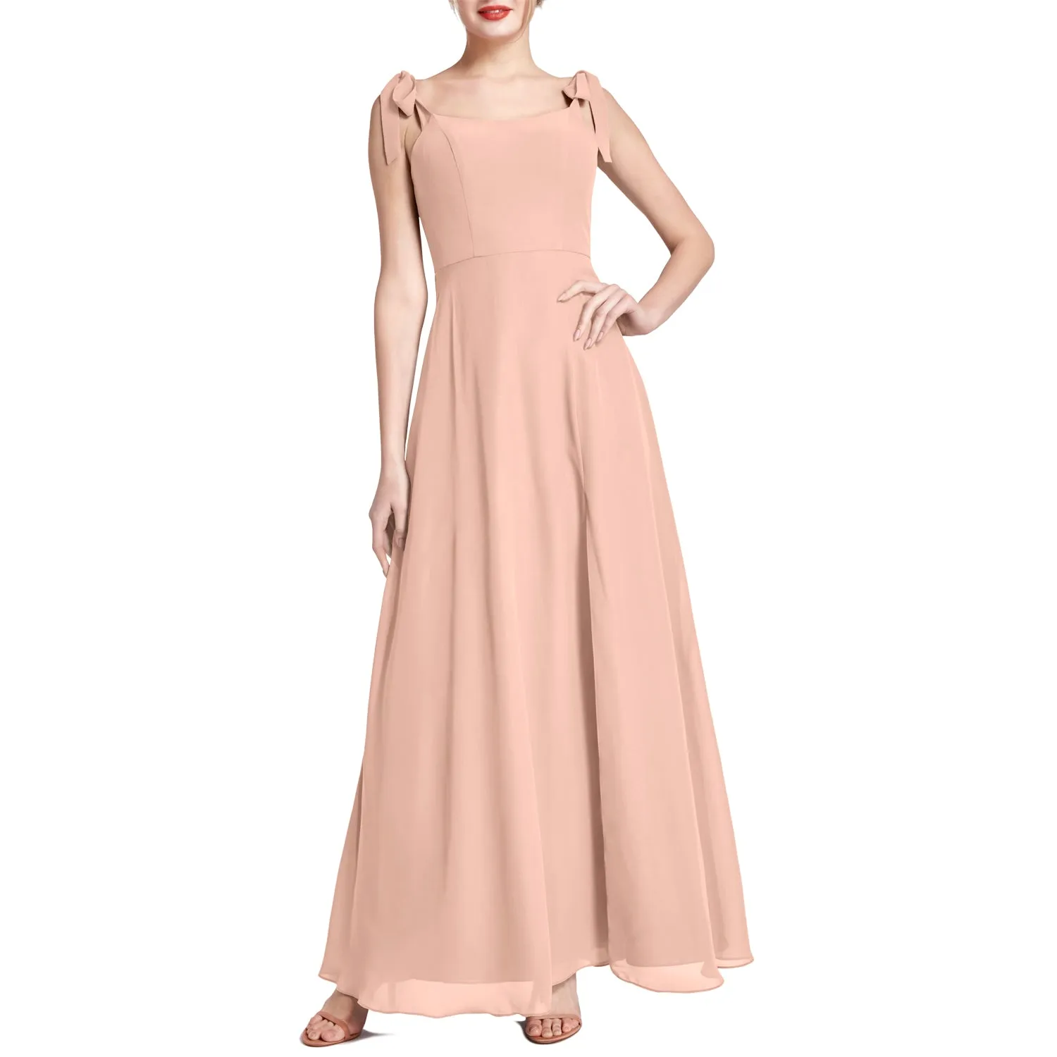 MACloth Women Chiffon aline Long Lovely Wedding Party Bridesmaid Dresses