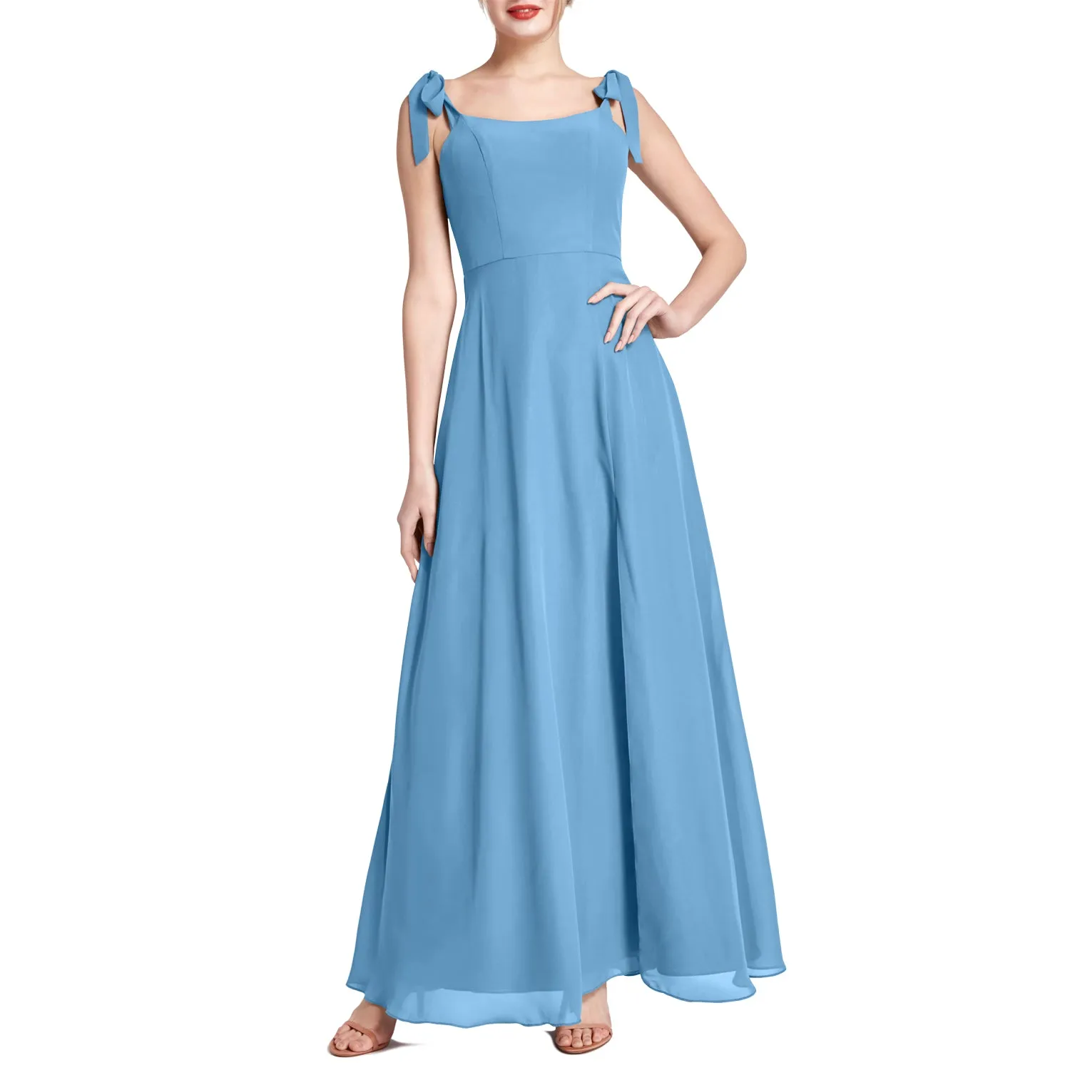 MACloth Women Chiffon aline Long Lovely Wedding Party Bridesmaid Dresses