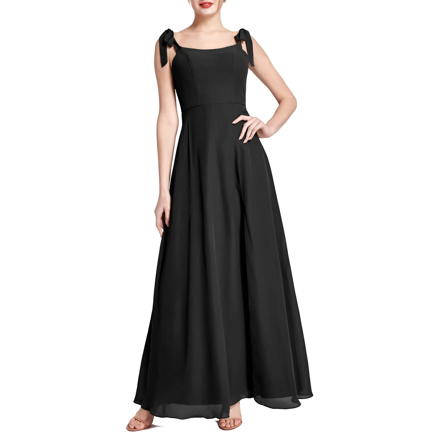 MACloth Women Chiffon aline Long Lovely Wedding Party Bridesmaid Dresses
