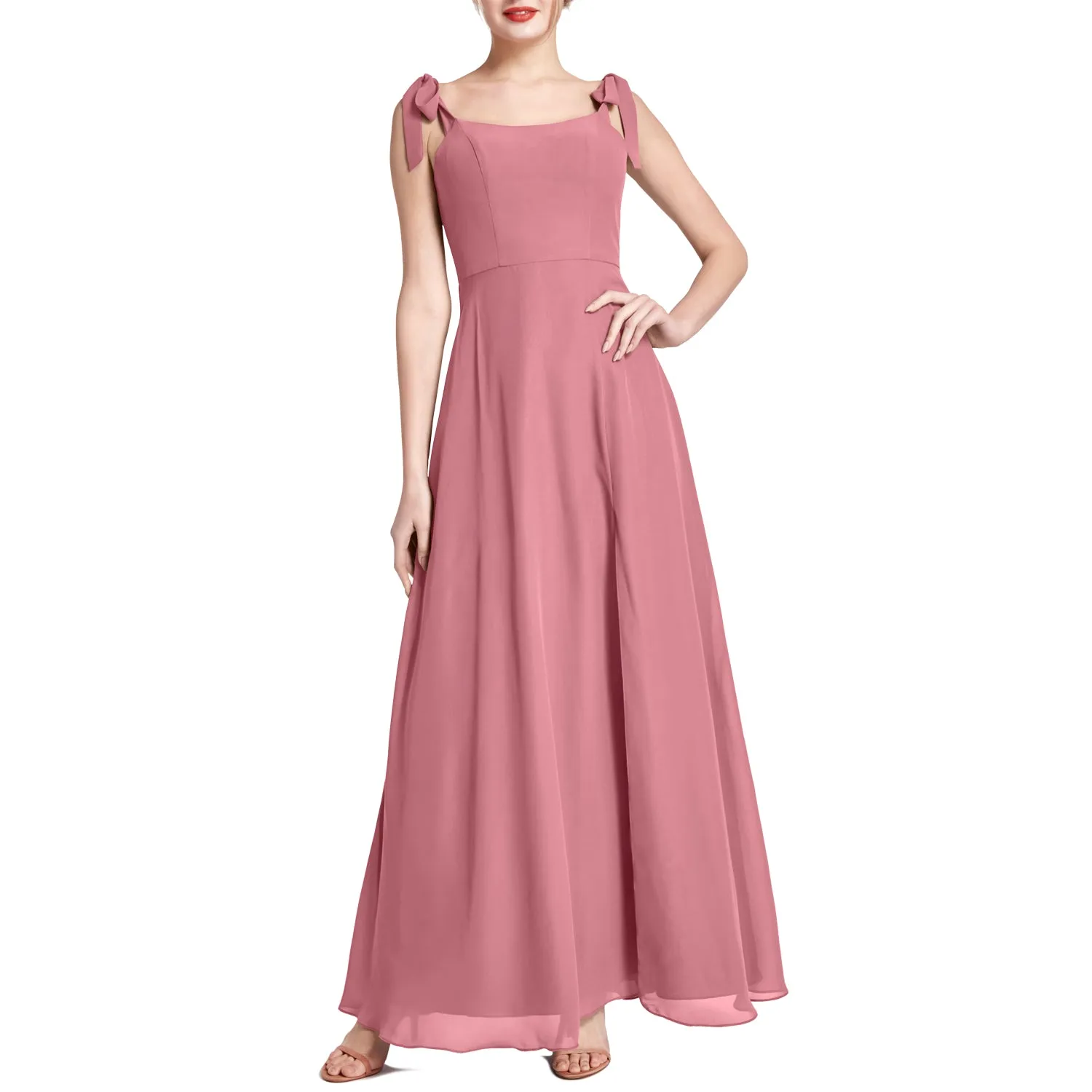 MACloth Women Chiffon aline Long Lovely Wedding Party Bridesmaid Dresses