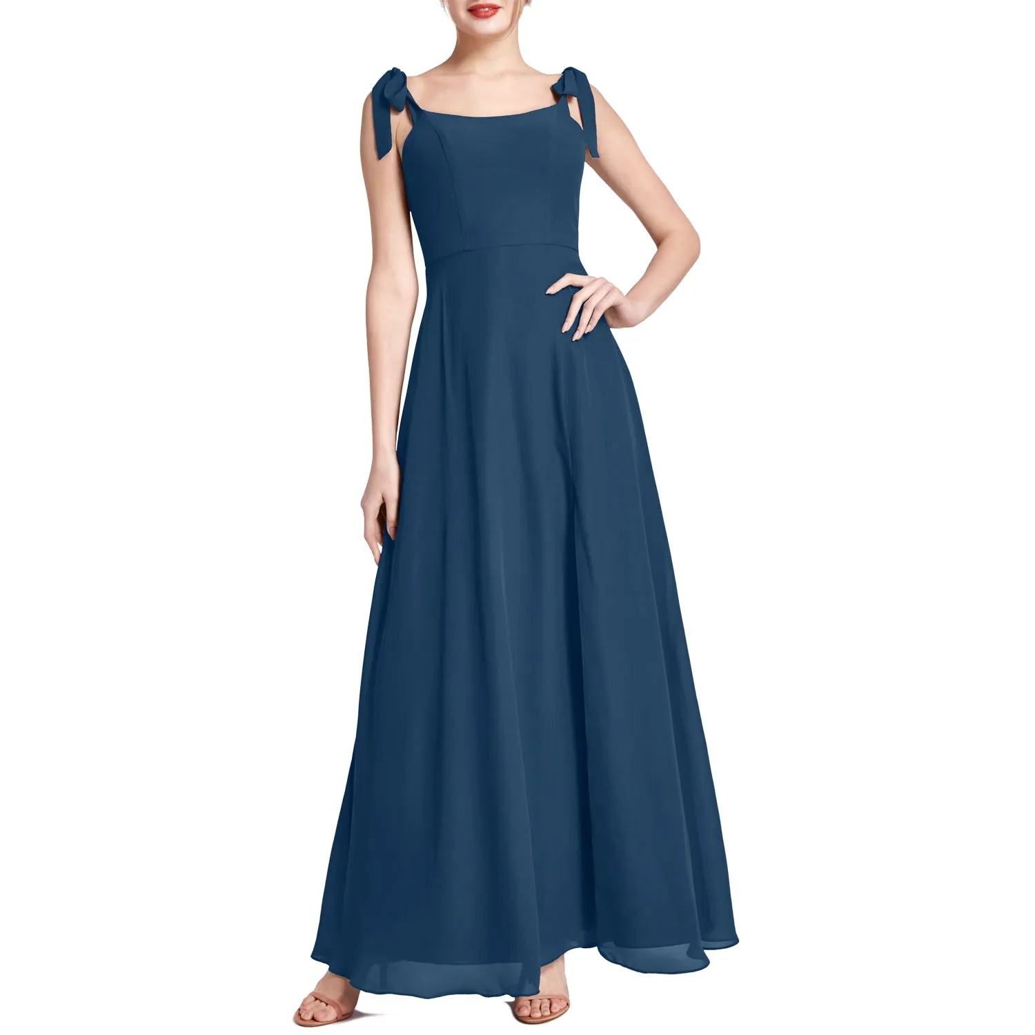 MACloth Women Chiffon aline Long Lovely Wedding Party Bridesmaid Dresses