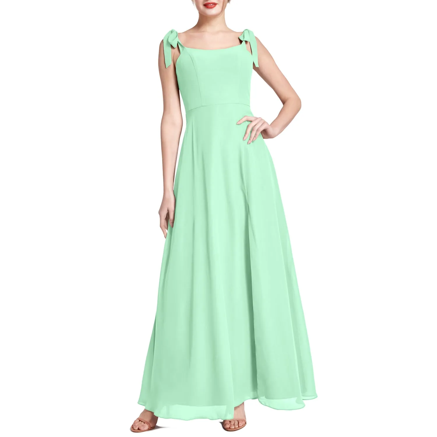 MACloth Women Chiffon aline Long Lovely Wedding Party Bridesmaid Dresses