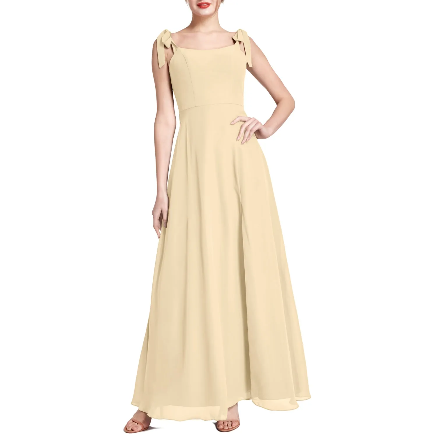 MACloth Women Chiffon aline Long Lovely Wedding Party Bridesmaid Dresses
