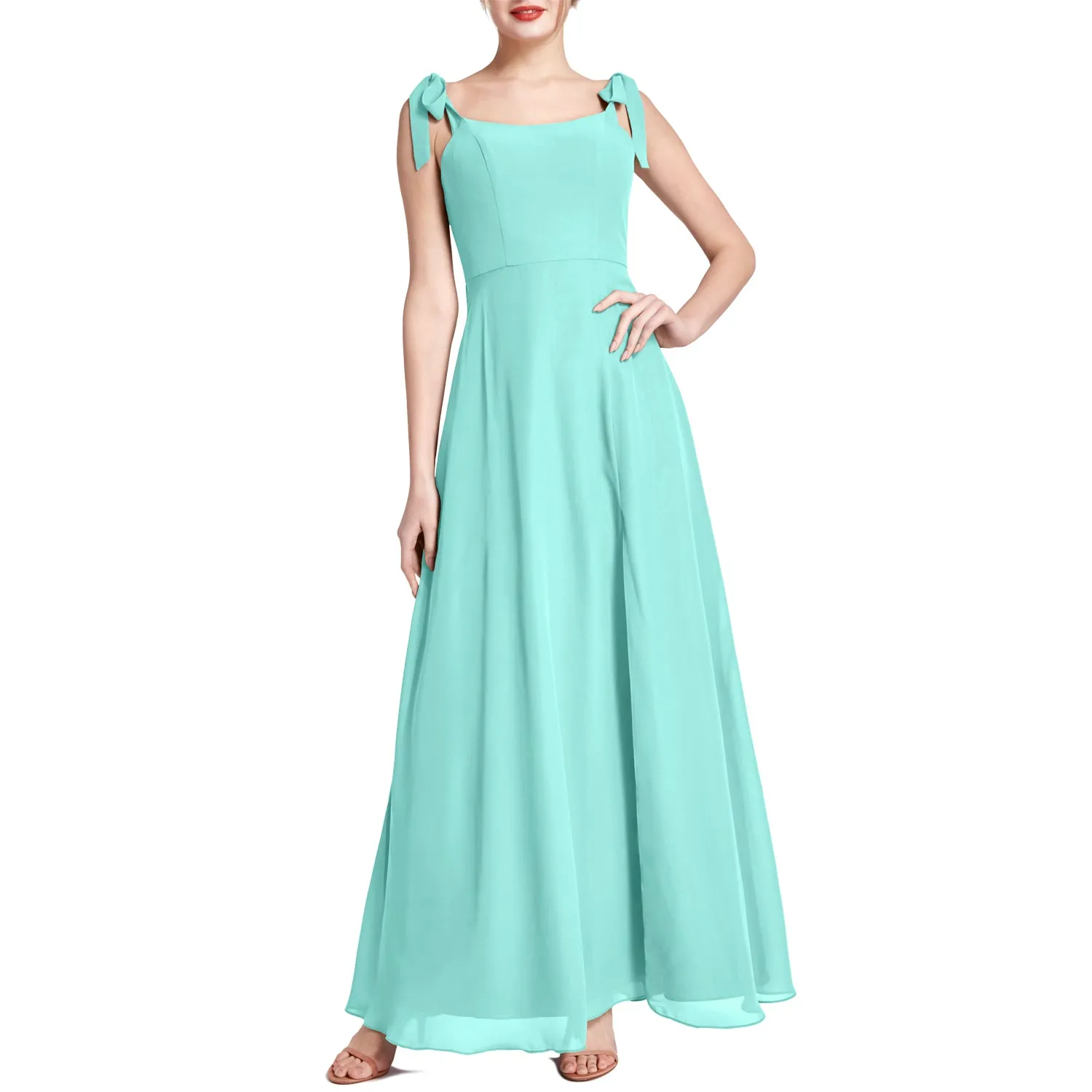 MACloth Women Chiffon aline Long Lovely Wedding Party Bridesmaid Dresses