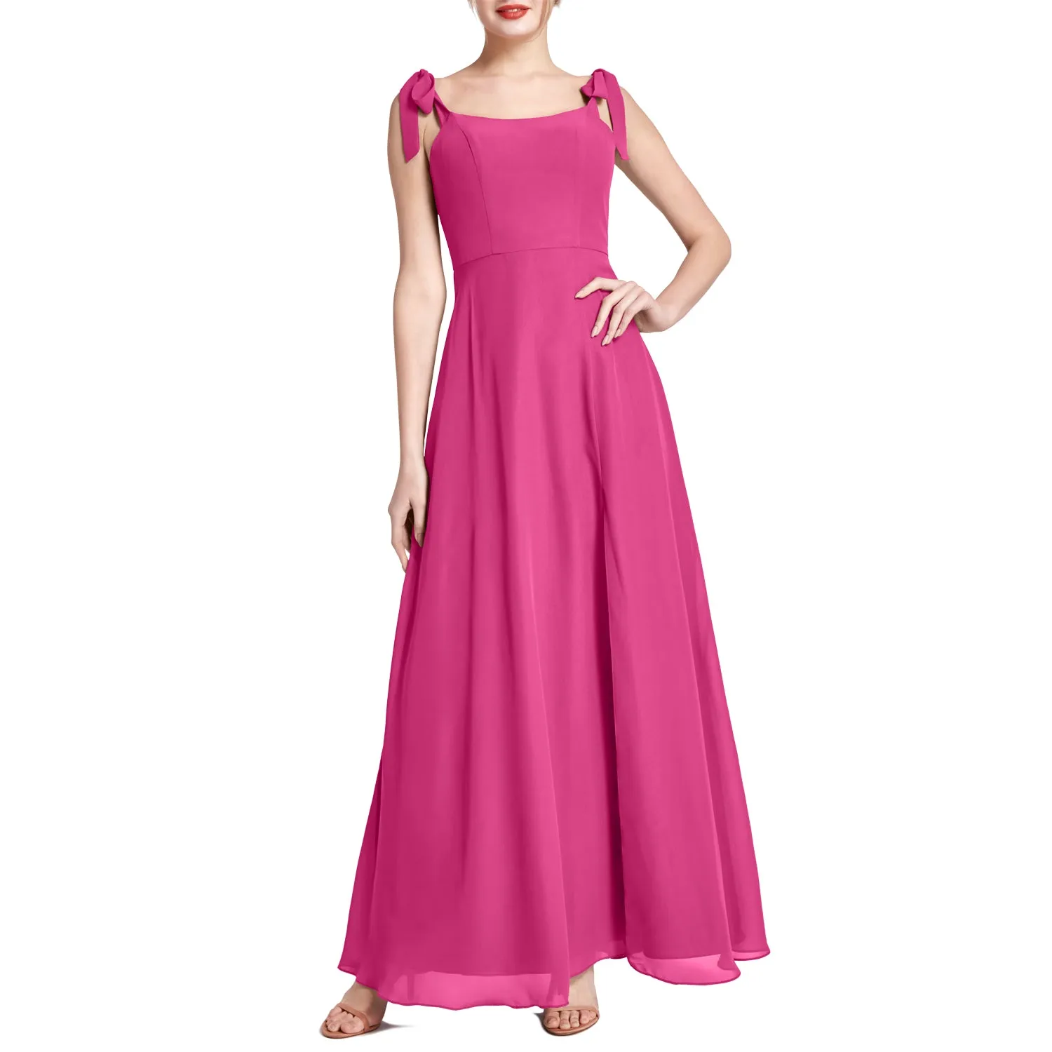 MACloth Women Chiffon aline Long Lovely Wedding Party Bridesmaid Dresses