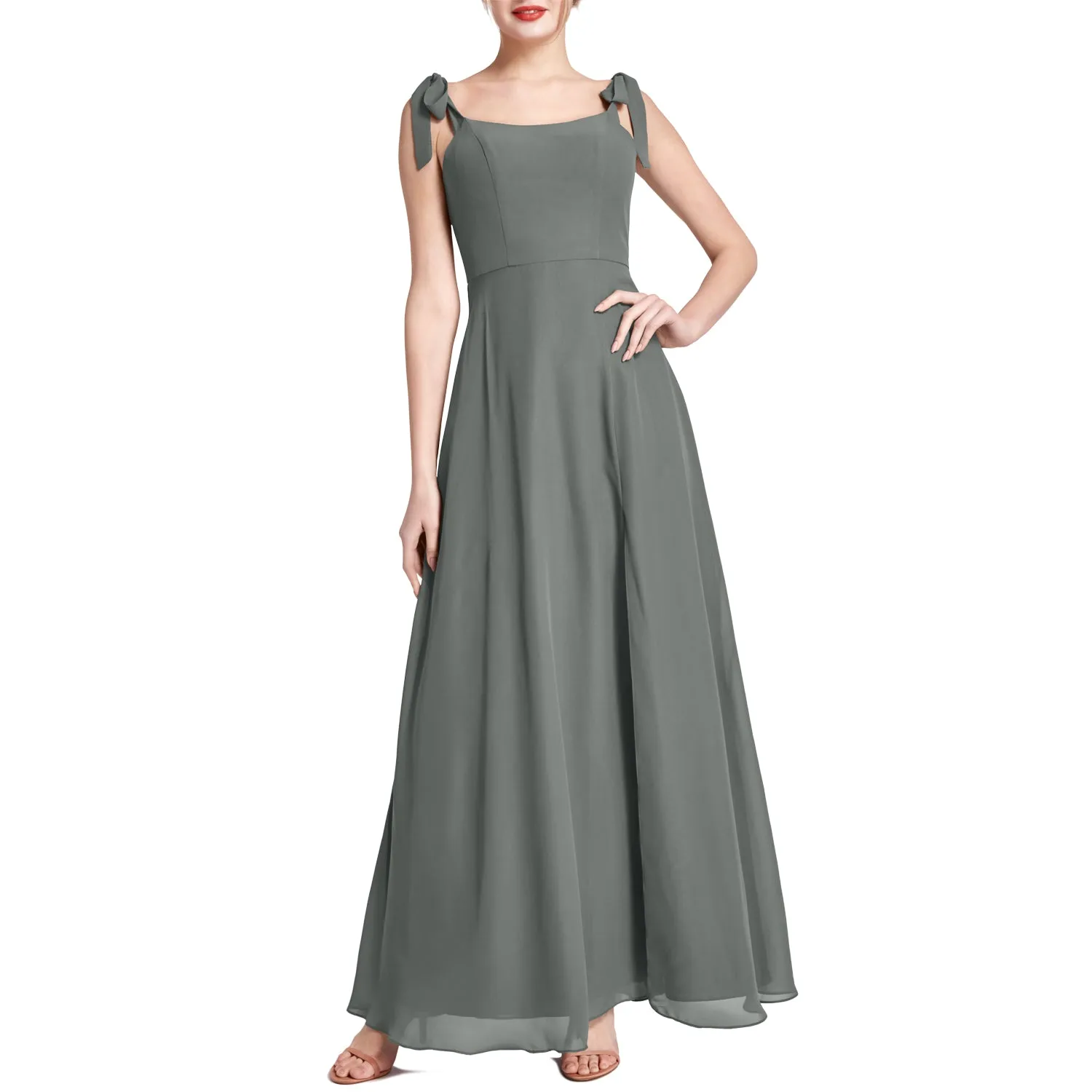 MACloth Women Chiffon aline Long Lovely Wedding Party Bridesmaid Dresses