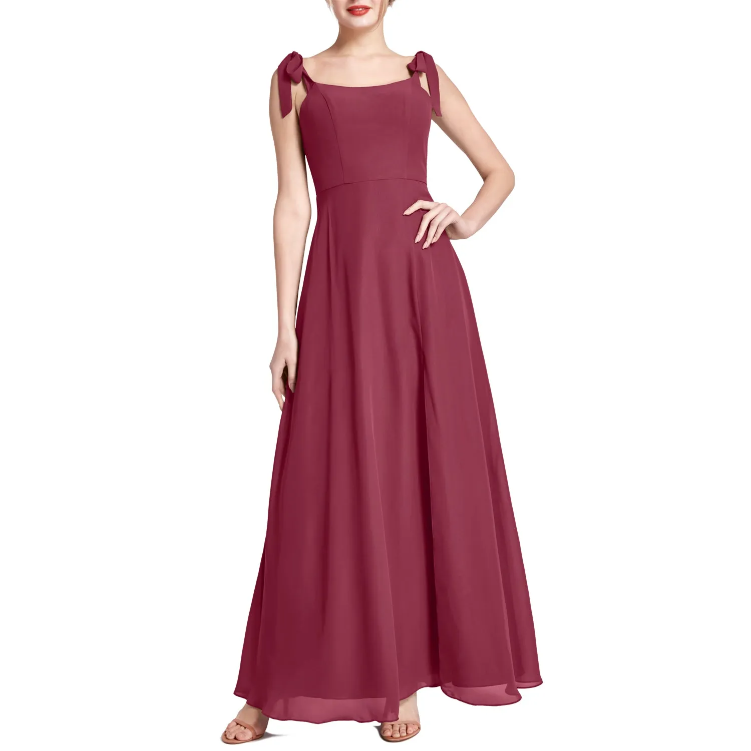 MACloth Women Chiffon aline Long Lovely Wedding Party Bridesmaid Dresses