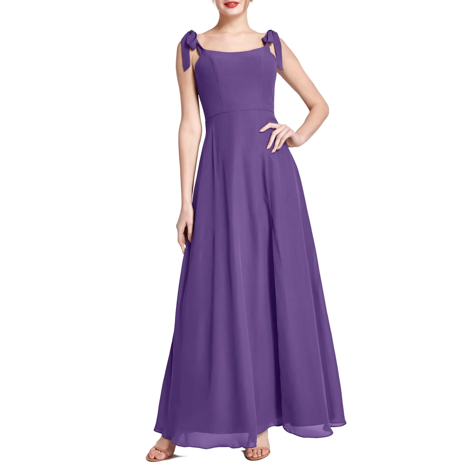 MACloth Women Chiffon aline Long Lovely Wedding Party Bridesmaid Dresses