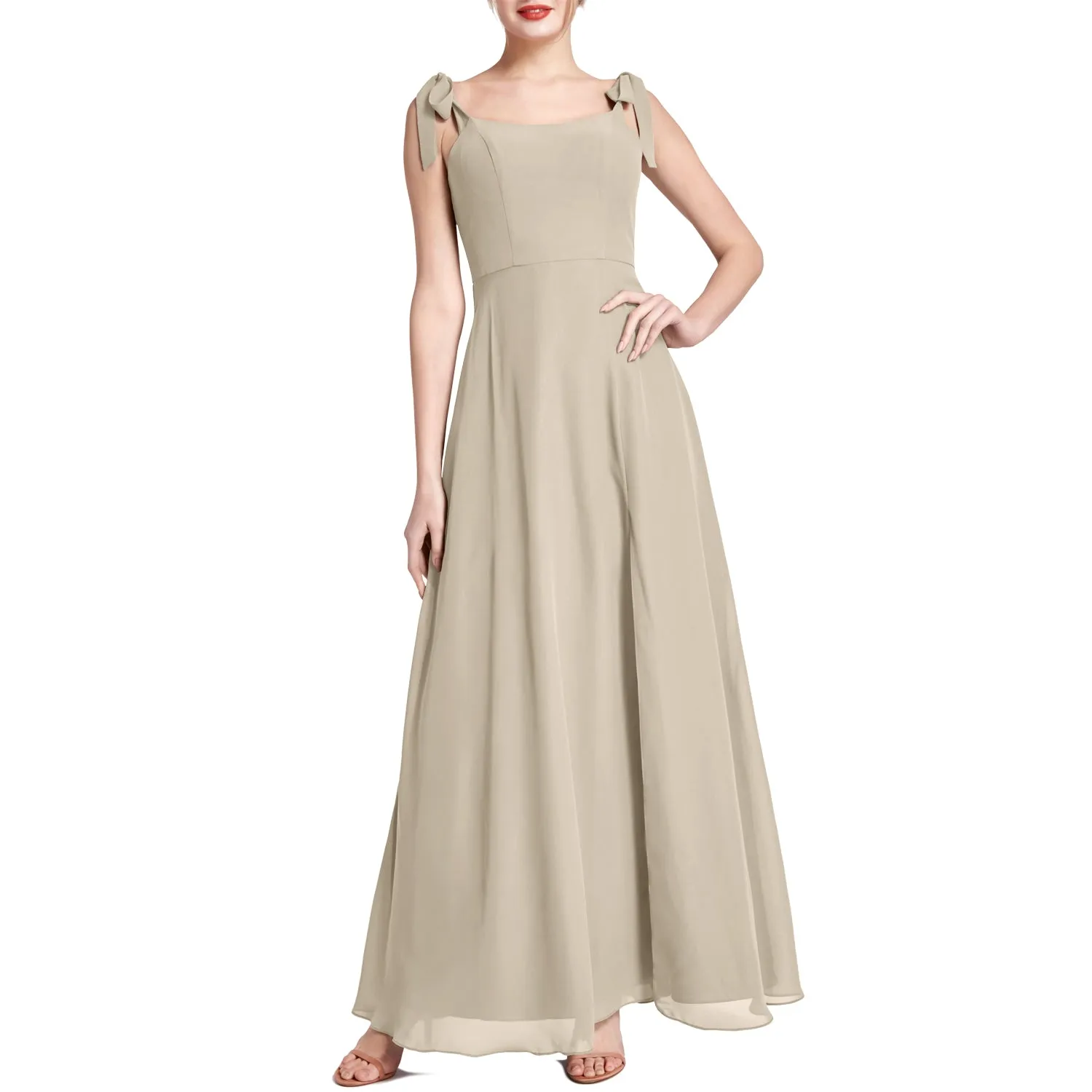 MACloth Women Chiffon aline Long Lovely Wedding Party Bridesmaid Dresses