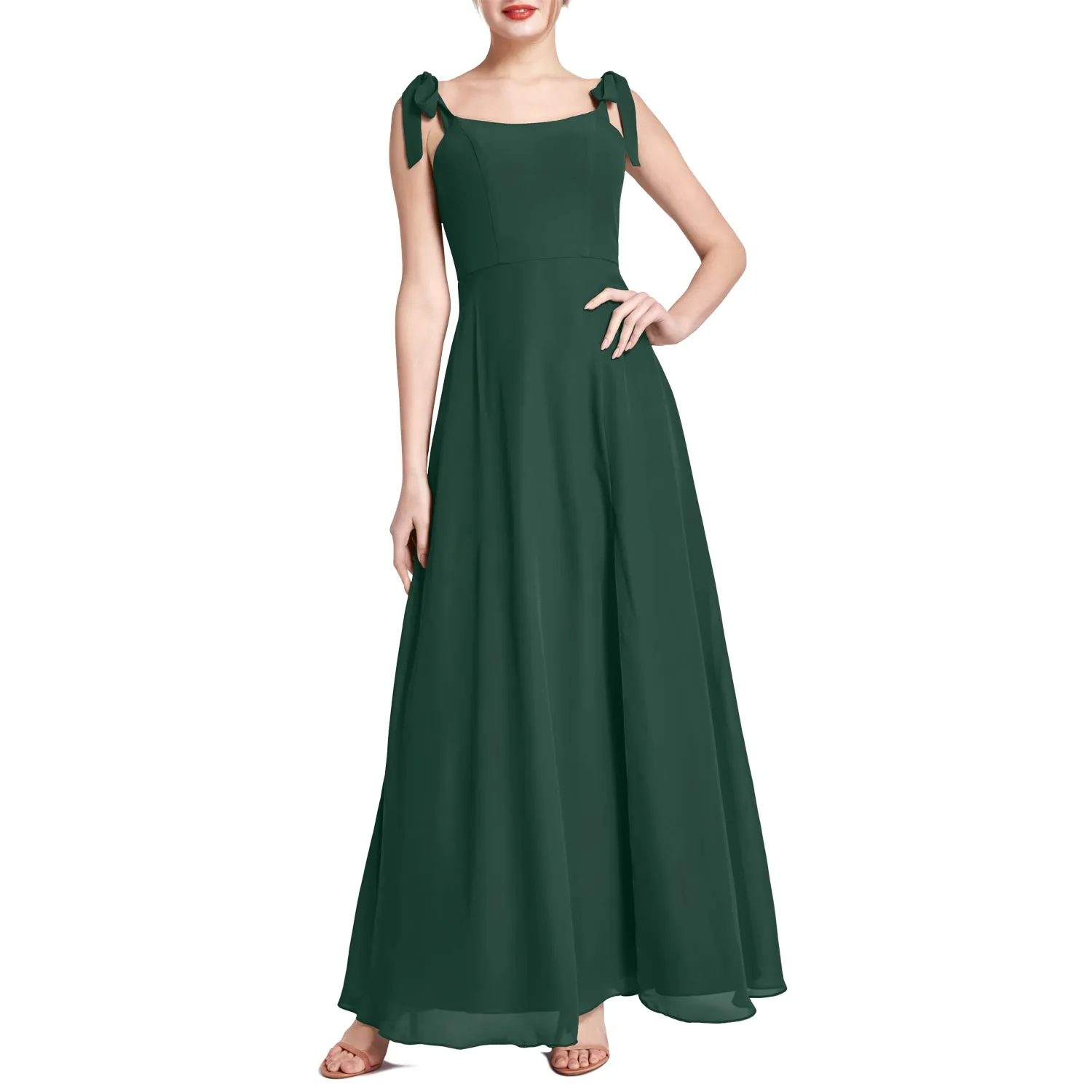 MACloth Women Chiffon aline Long Lovely Wedding Party Bridesmaid Dresses