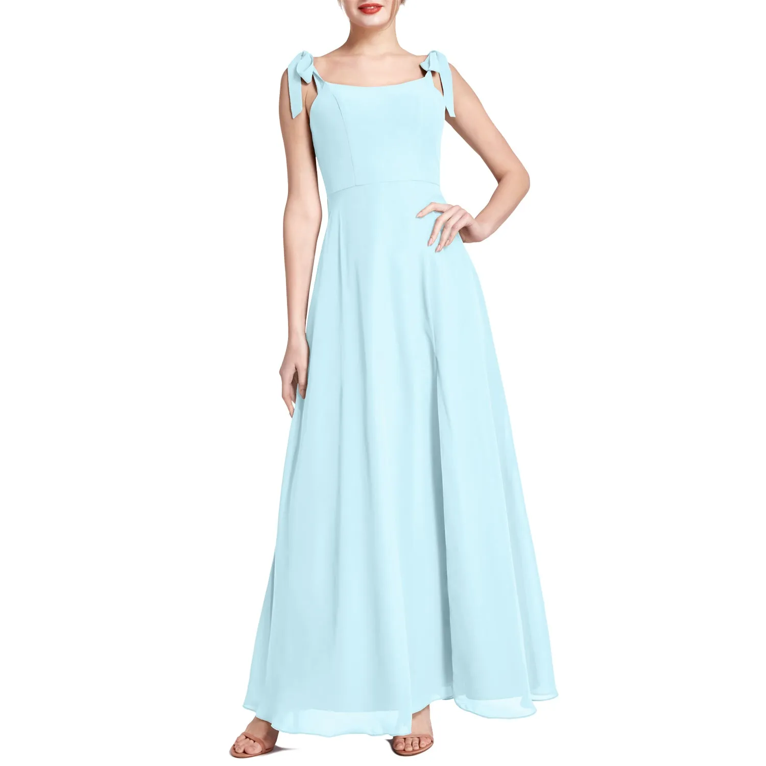 MACloth Women Chiffon aline Long Lovely Wedding Party Bridesmaid Dresses