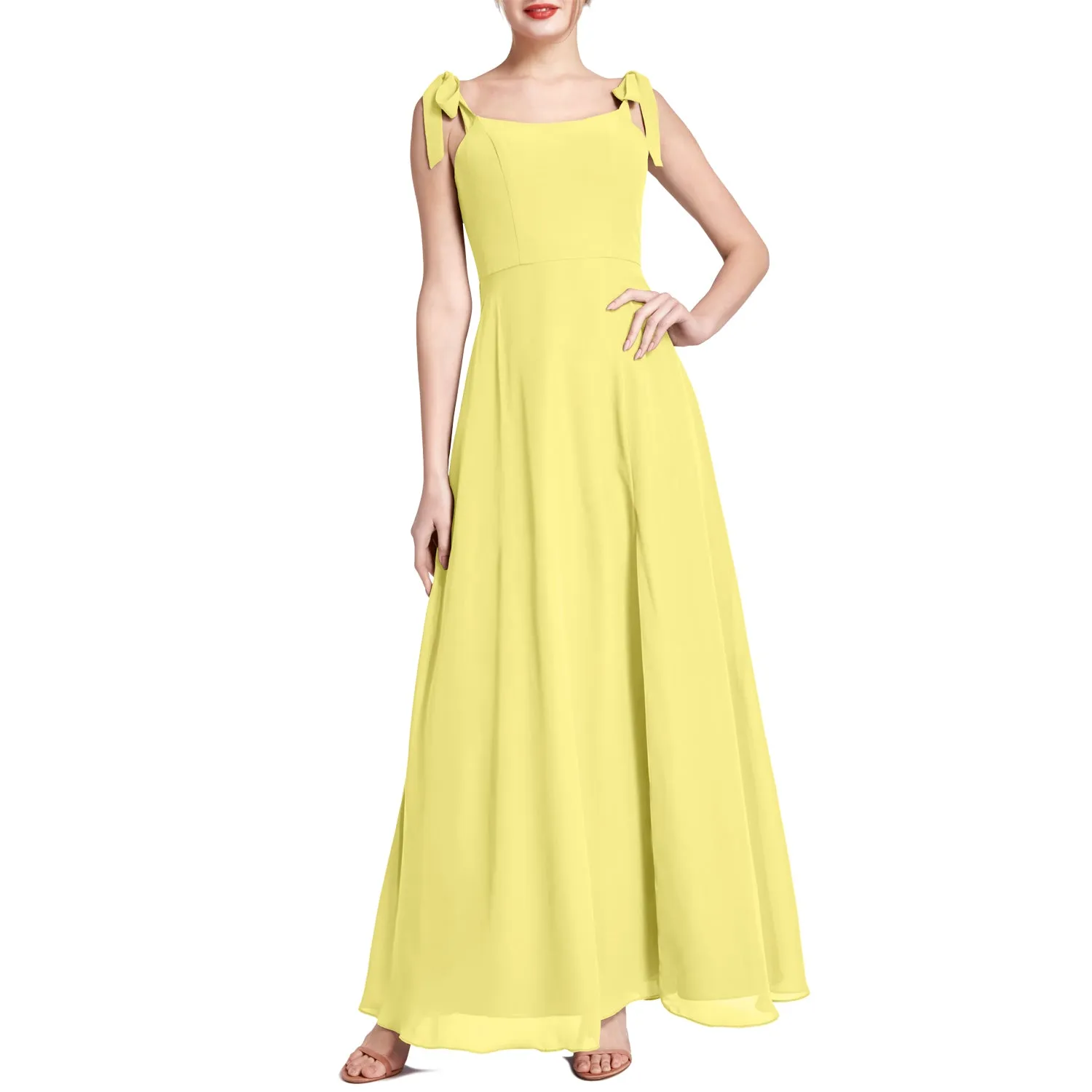 MACloth Women Chiffon aline Long Lovely Wedding Party Bridesmaid Dresses