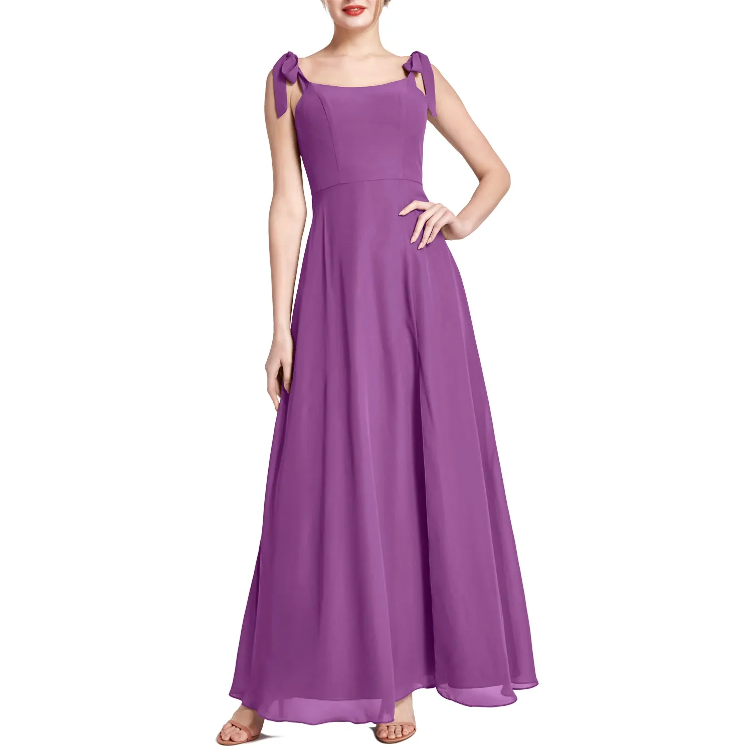 MACloth Women Chiffon aline Long Lovely Wedding Party Bridesmaid Dresses