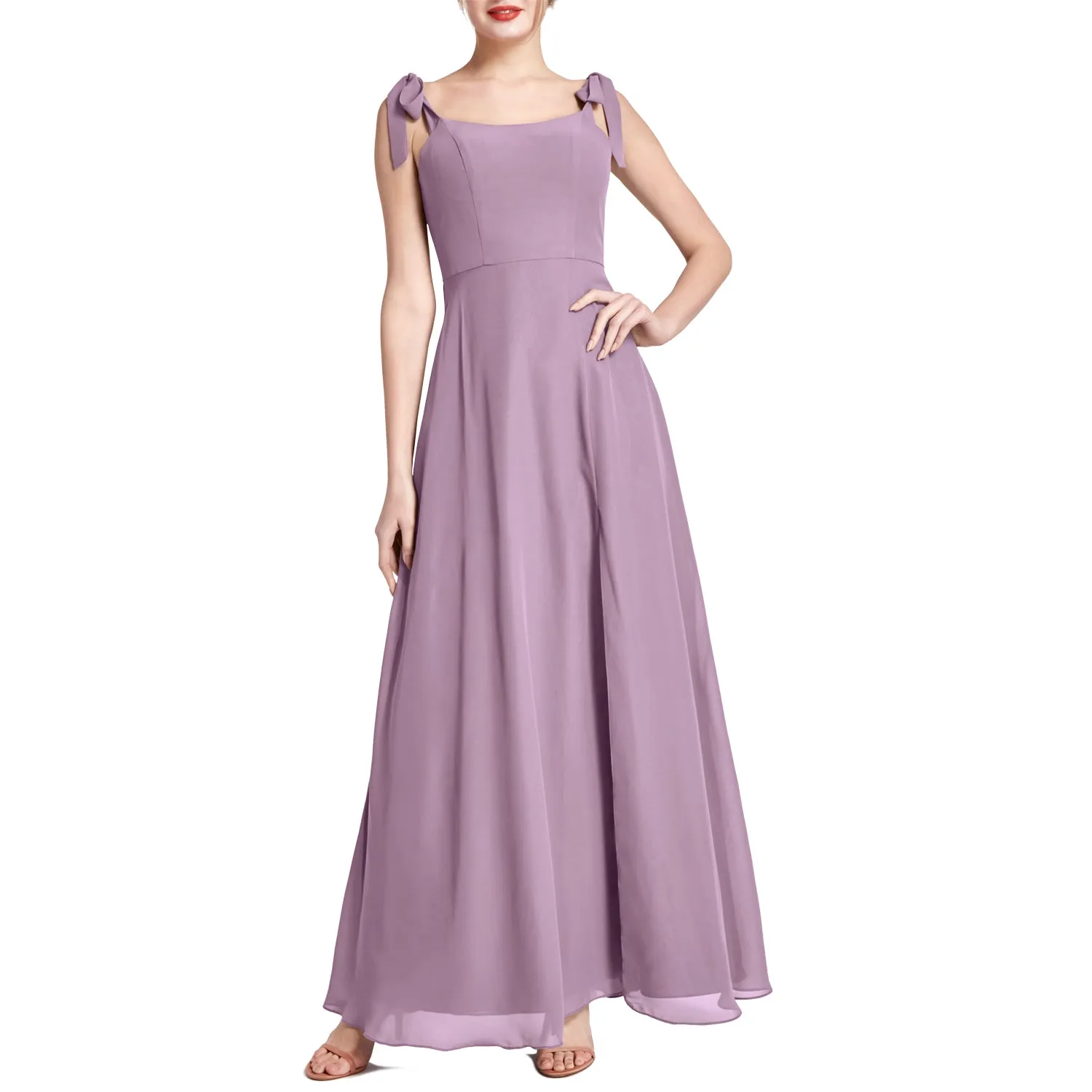 MACloth Women Chiffon aline Long Lovely Wedding Party Bridesmaid Dresses