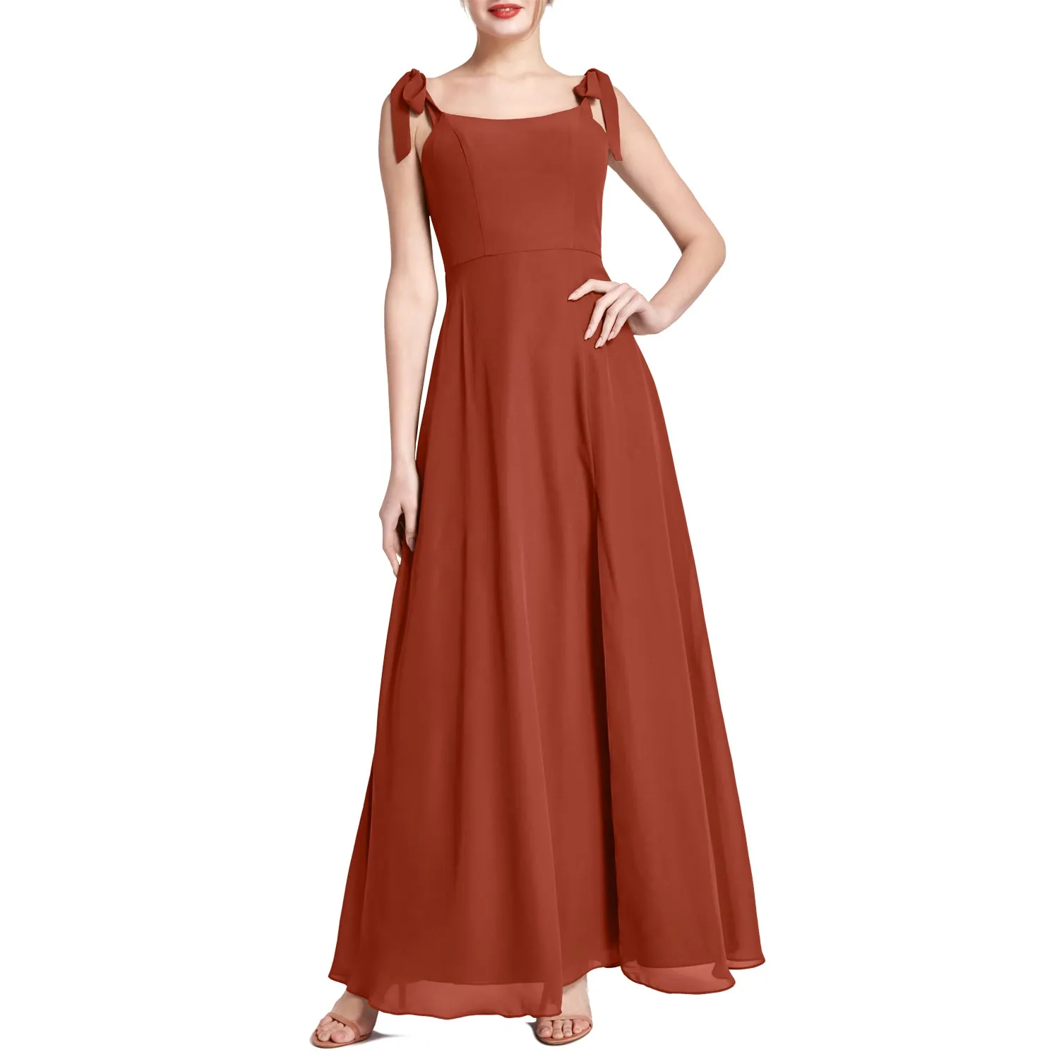 MACloth Women Chiffon aline Long Lovely Wedding Party Bridesmaid Dresses