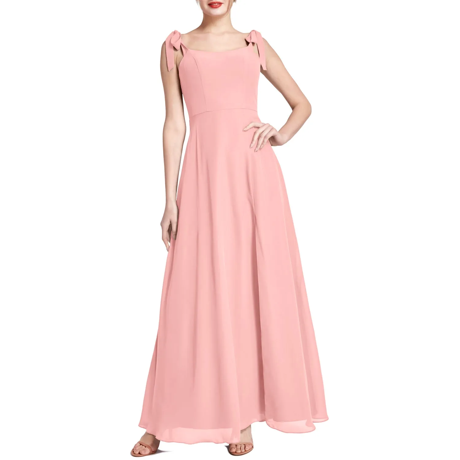 MACloth Women Chiffon aline Long Lovely Wedding Party Bridesmaid Dresses