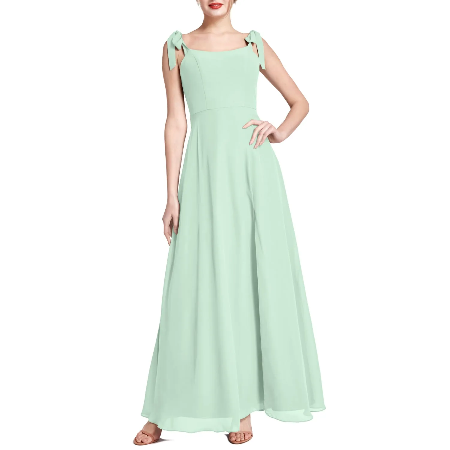 MACloth Women Chiffon aline Long Lovely Wedding Party Bridesmaid Dresses