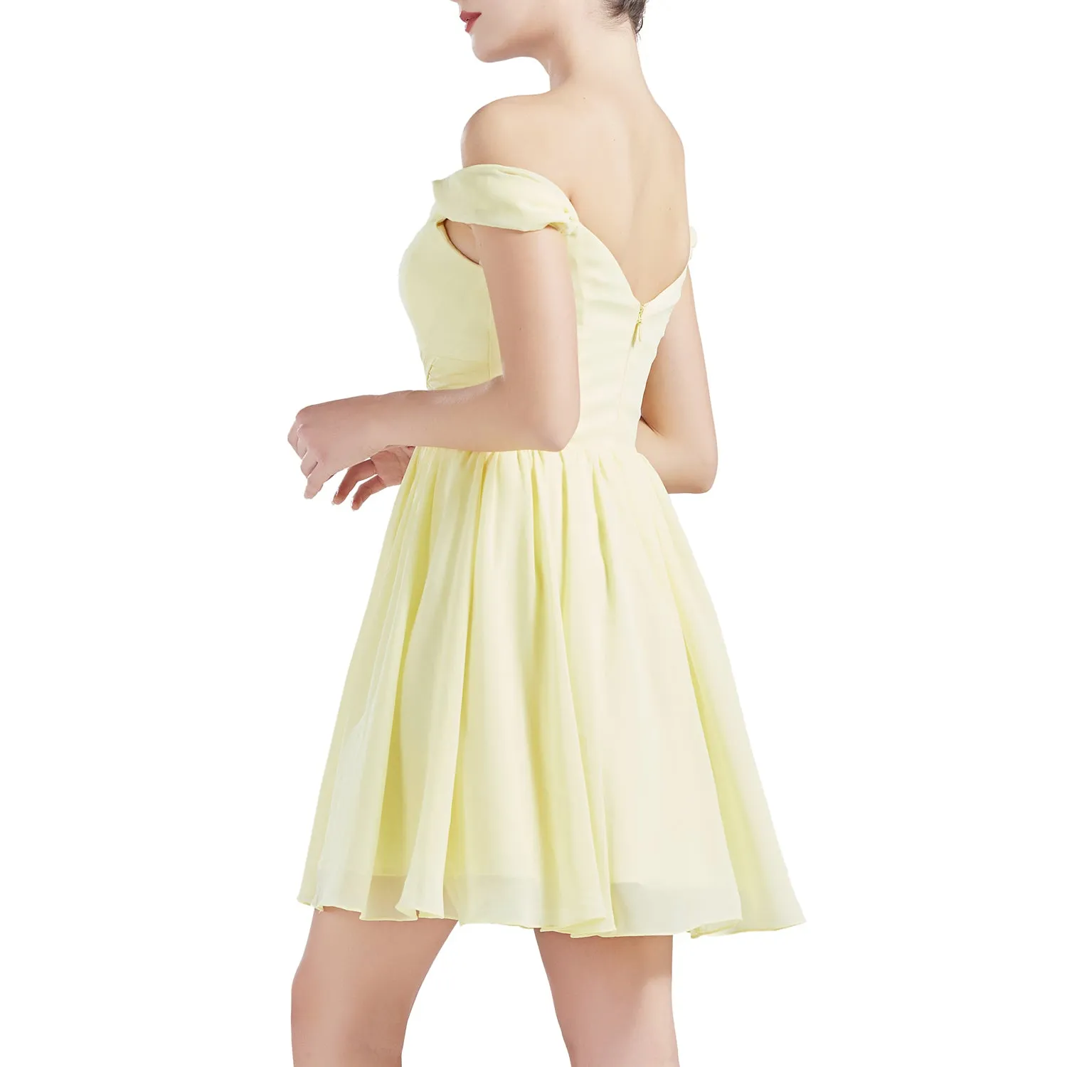 MACloth Women Off Shoulder Short Chiffon Wedding Party Bridesmaid dresses BD MoH