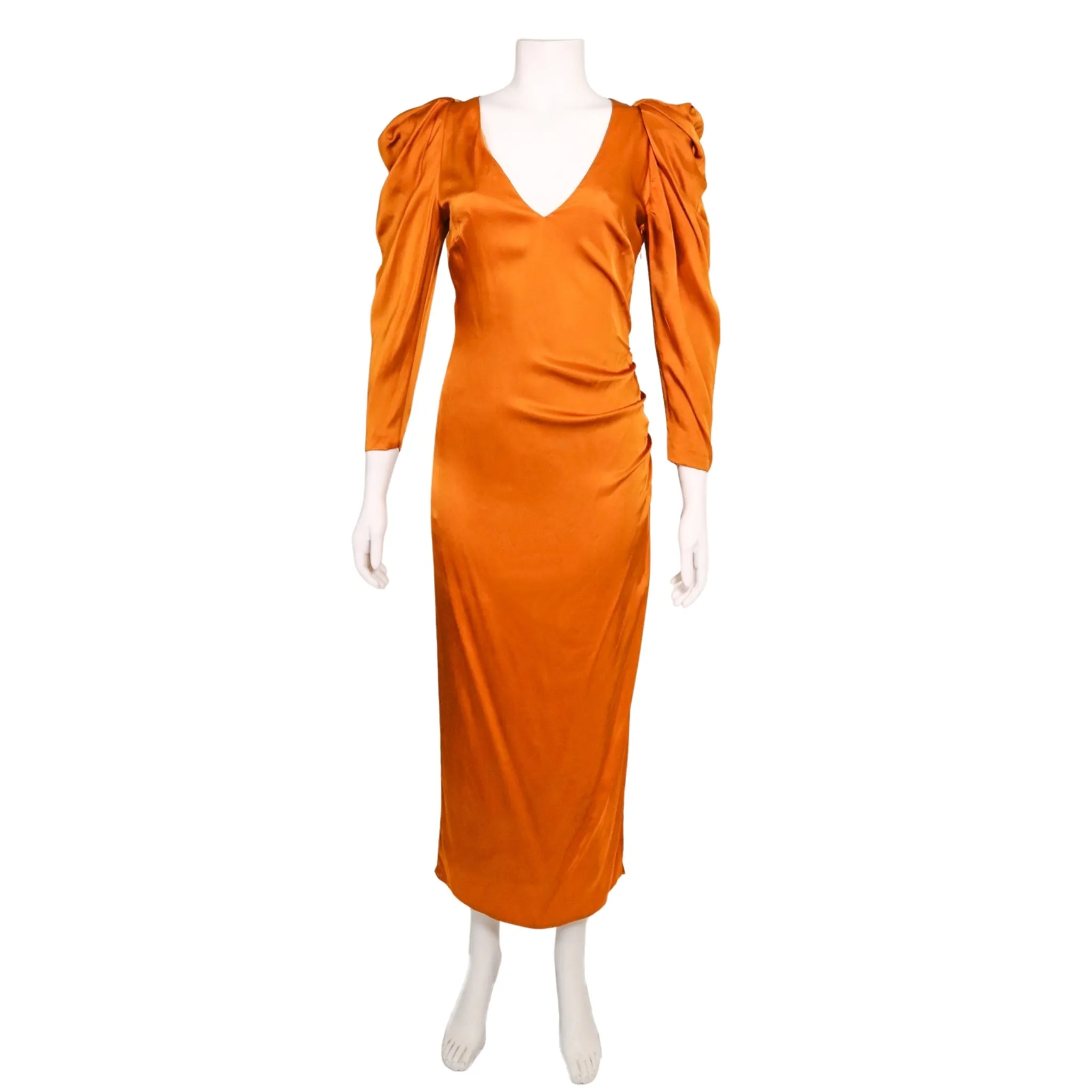 Manning Cartell puff-shoulders satin dress