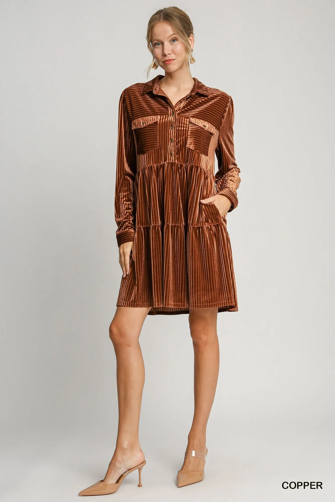 McKay Texture Collared Button Down Dress