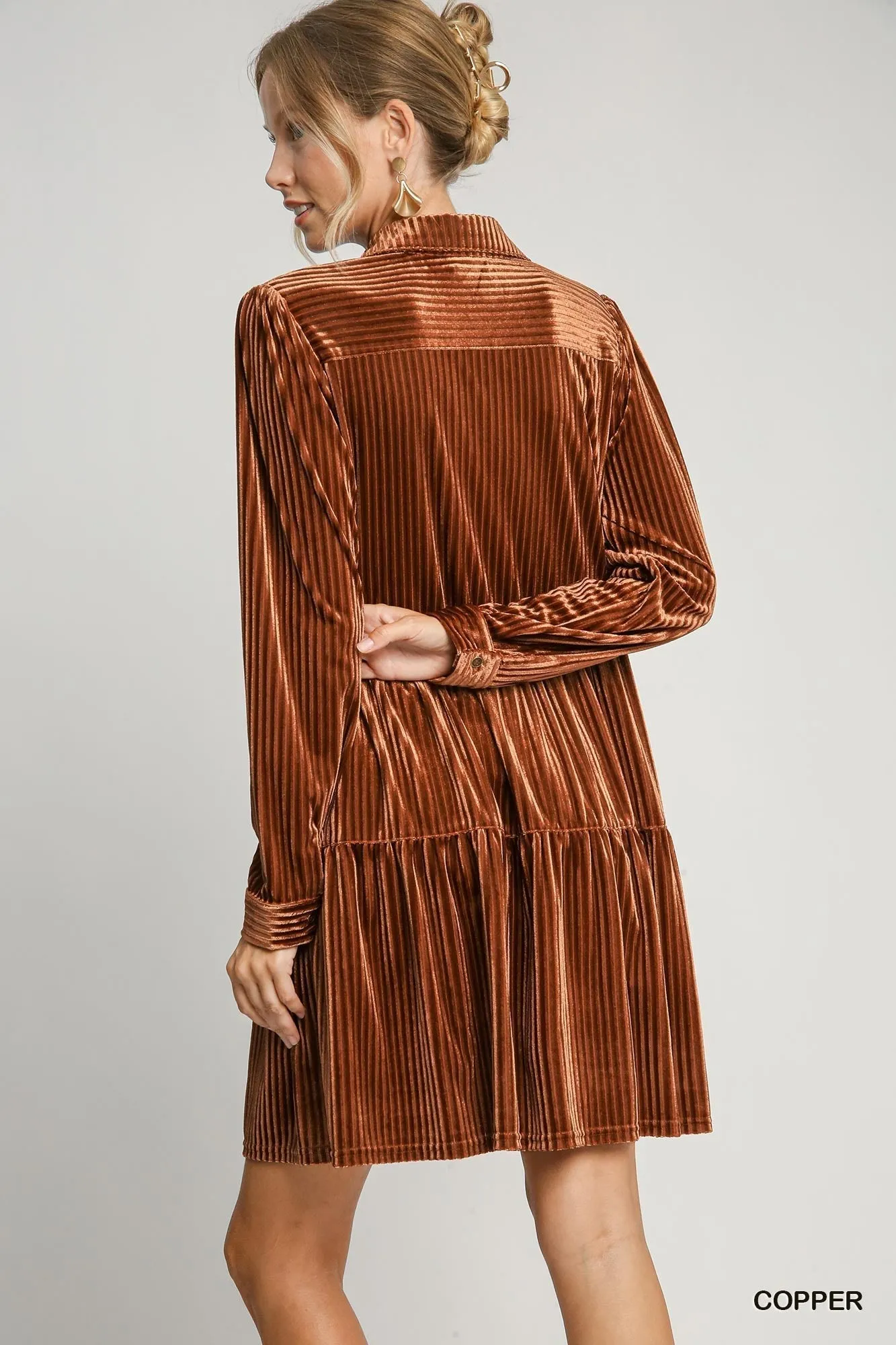 McKay Texture Collared Button Down Dress