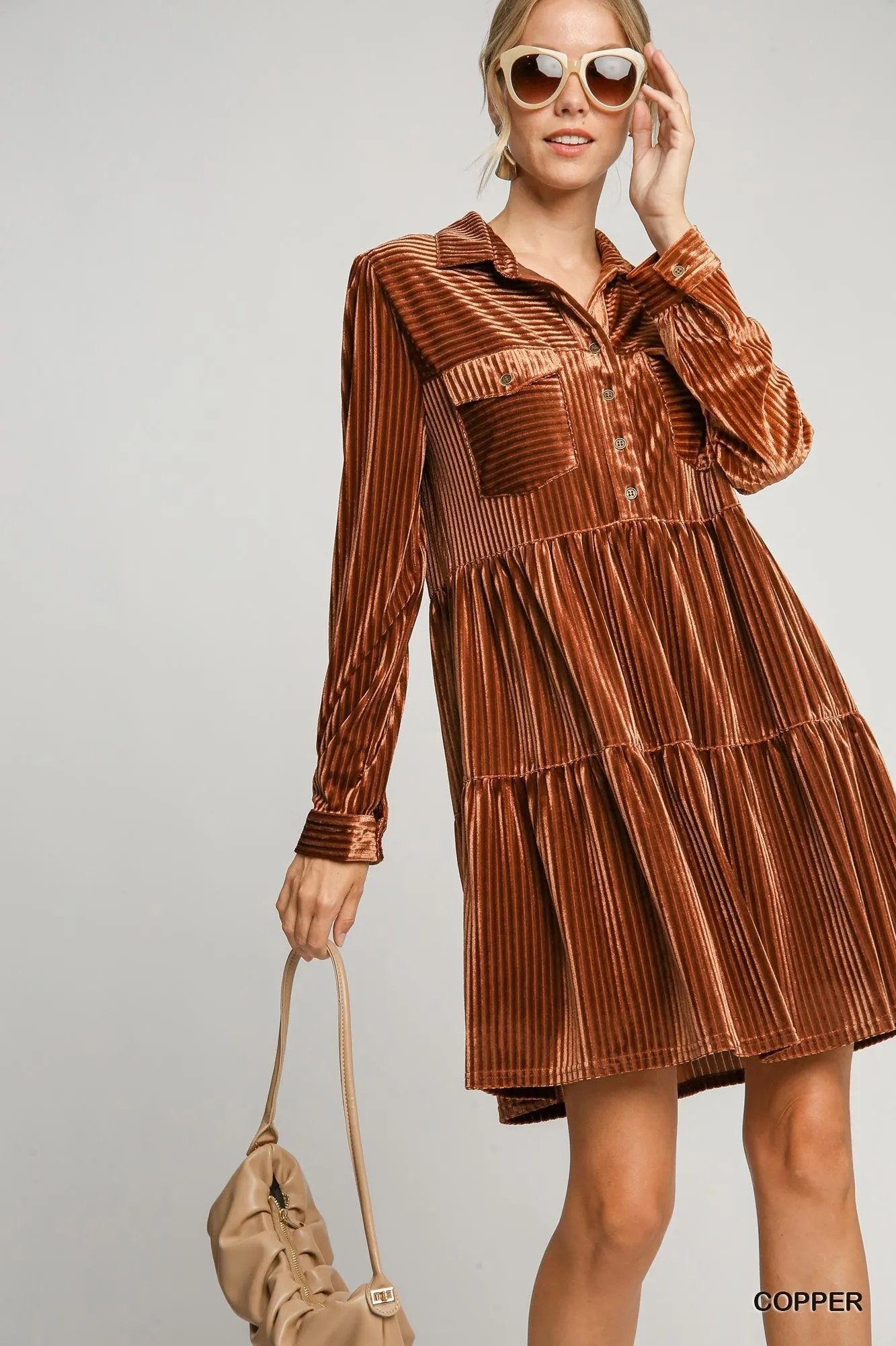 McKay Texture Collared Button Down Dress