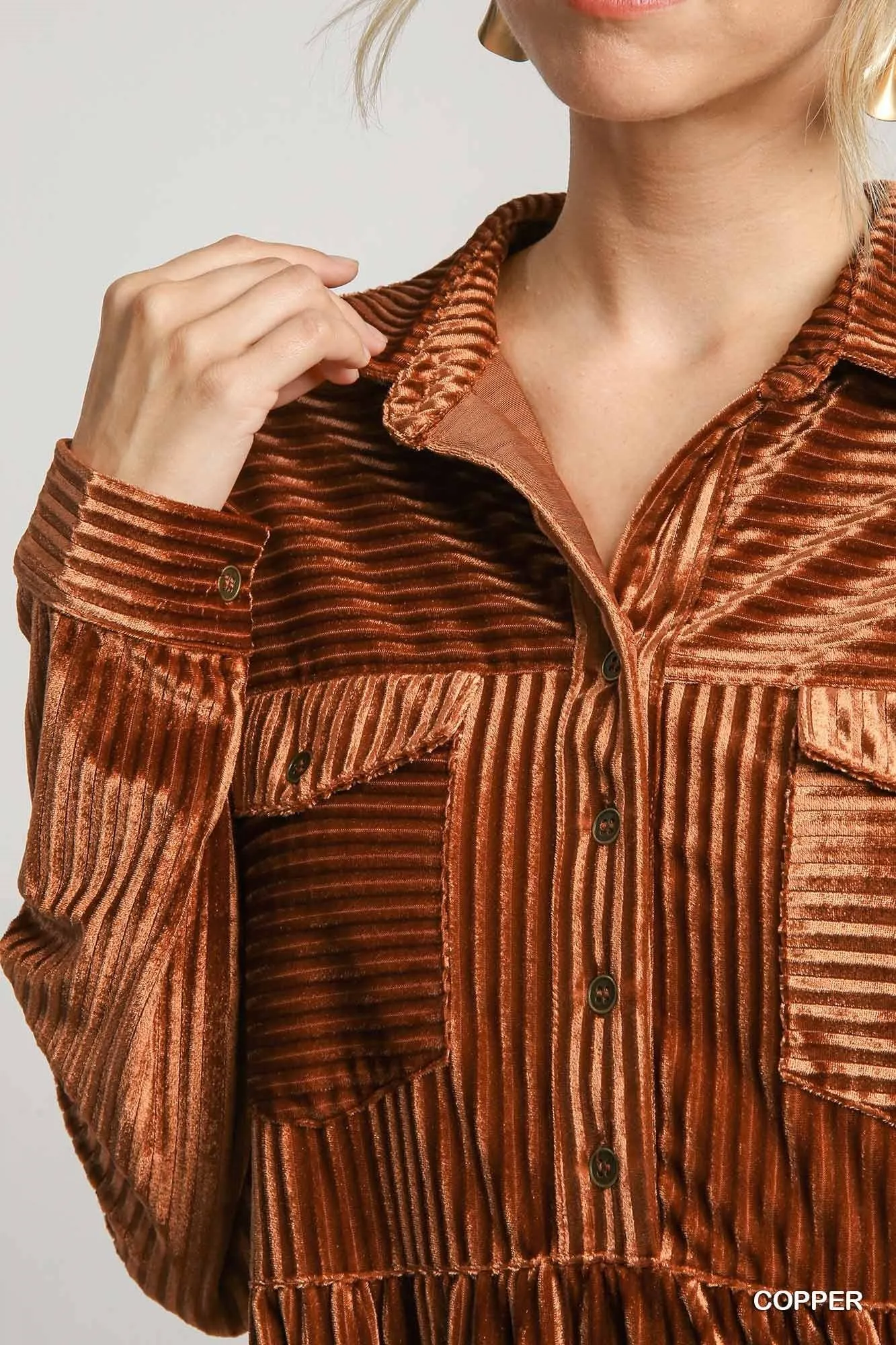 McKay Texture Collared Button Down Dress
