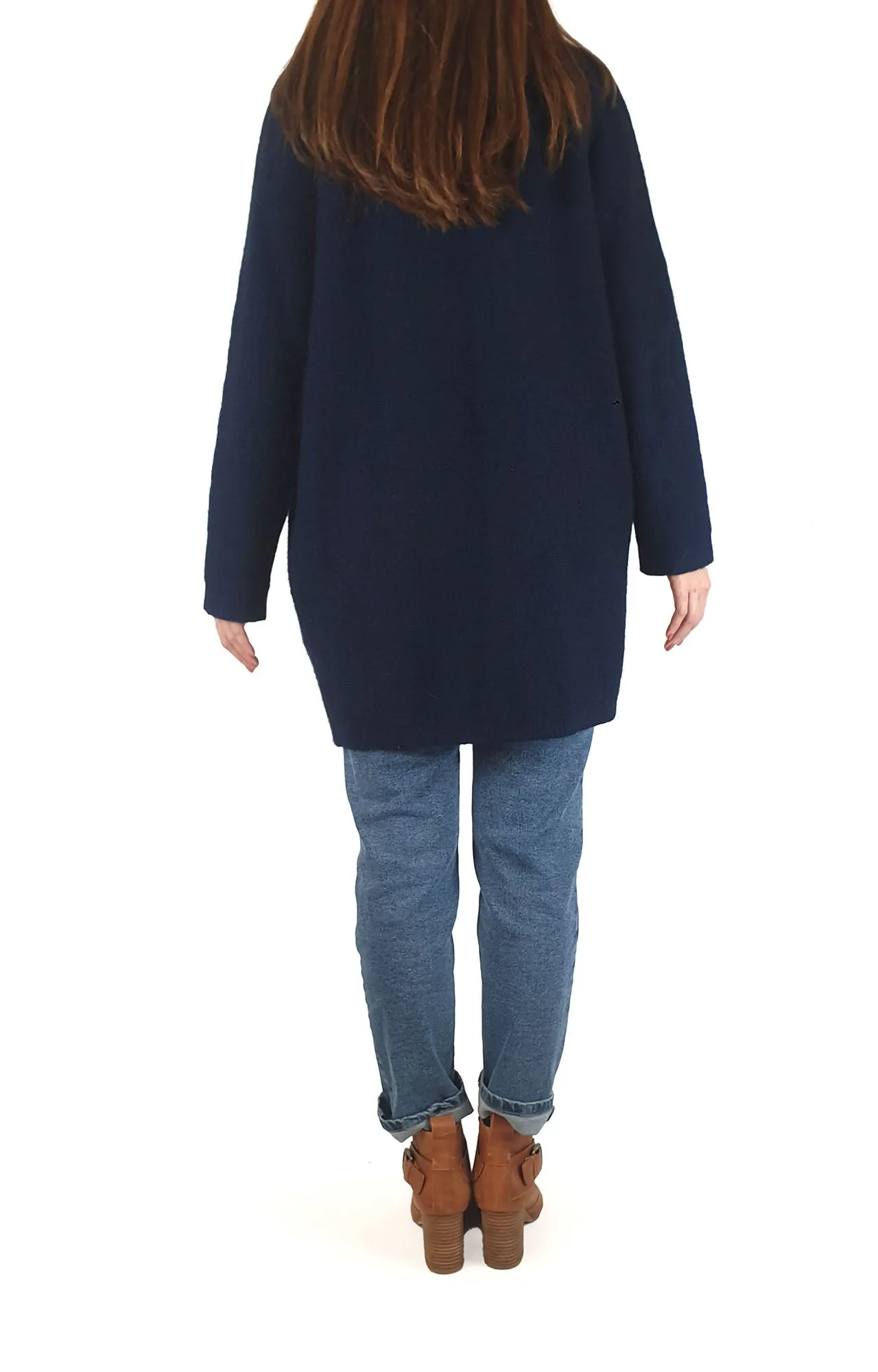 Merinomink New Zealand navy wool/possum/silk mix cardigan size S