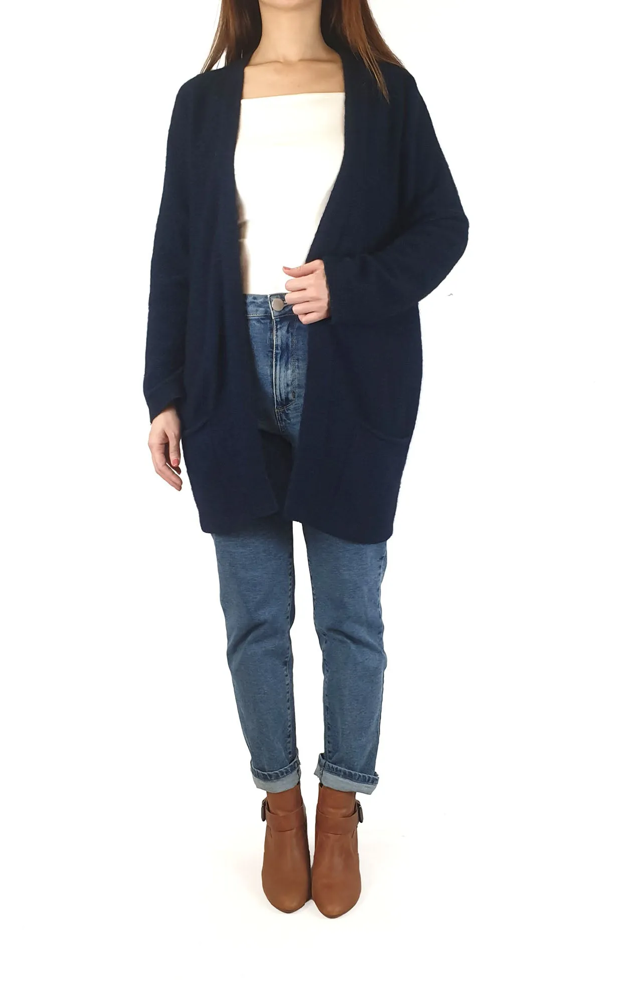 Merinomink New Zealand navy wool/possum/silk mix cardigan size S