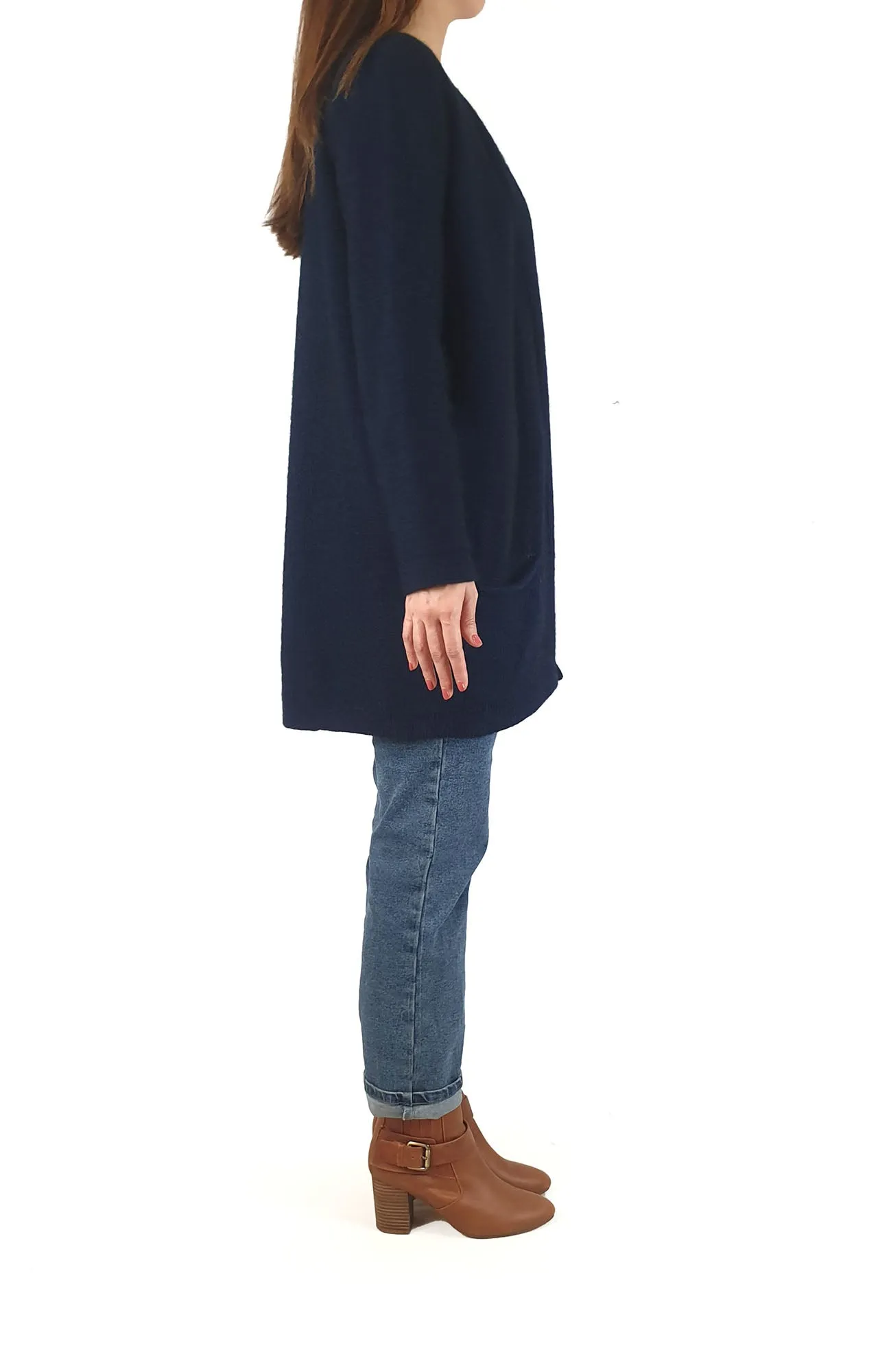 Merinomink New Zealand navy wool/possum/silk mix cardigan size S