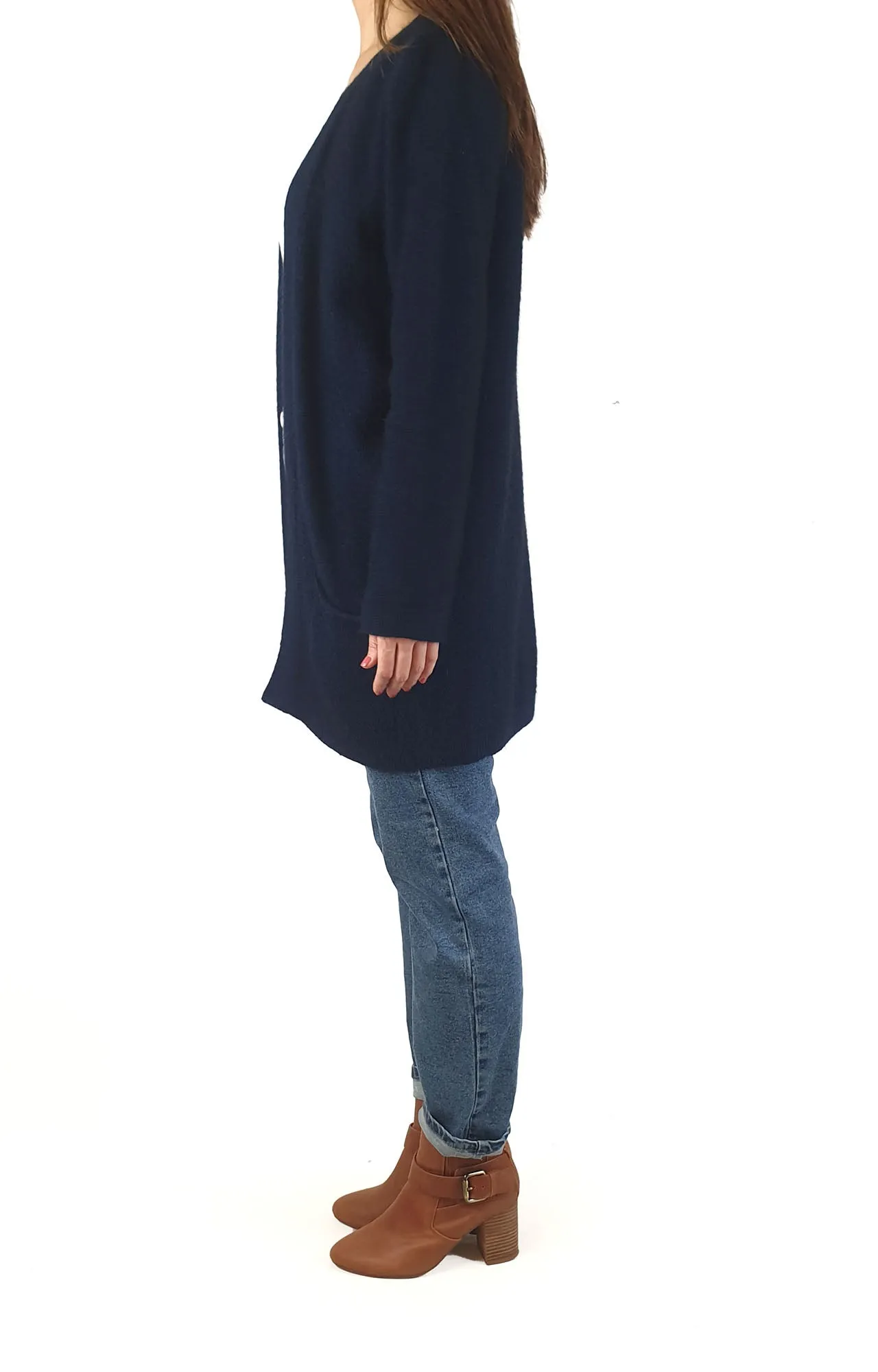 Merinomink New Zealand navy wool/possum/silk mix cardigan size S